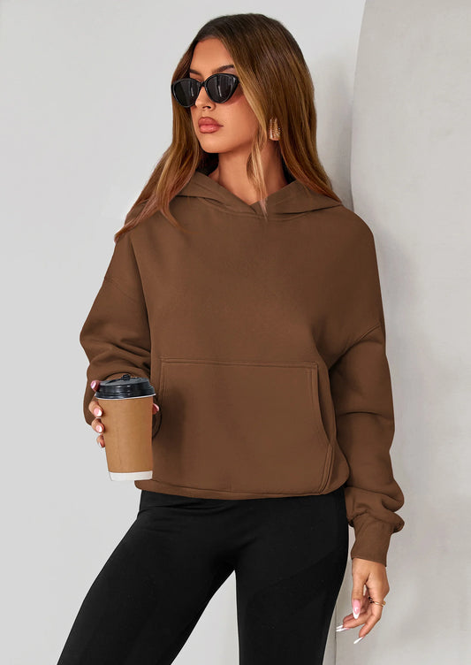 Women's Fall Hooded Sweatshirts Long Sleeve Half Zip Cropped Hoodies Pullover Winter Fashion Clothes