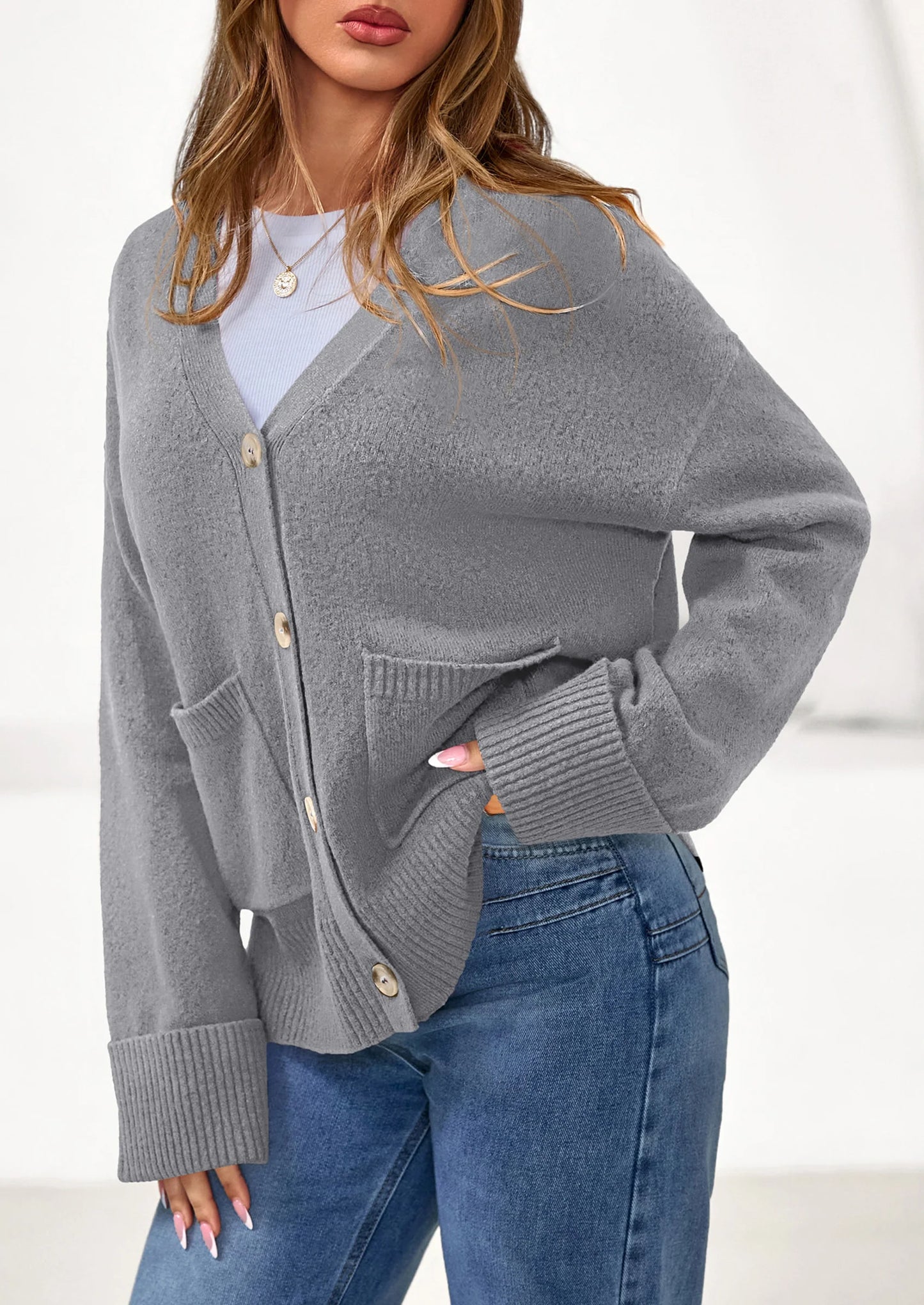 Women's Oversized Cardigan Sweaters Trendy Chunky Knit Long Sleeve V Neck Button Down Fall Winter Outfits