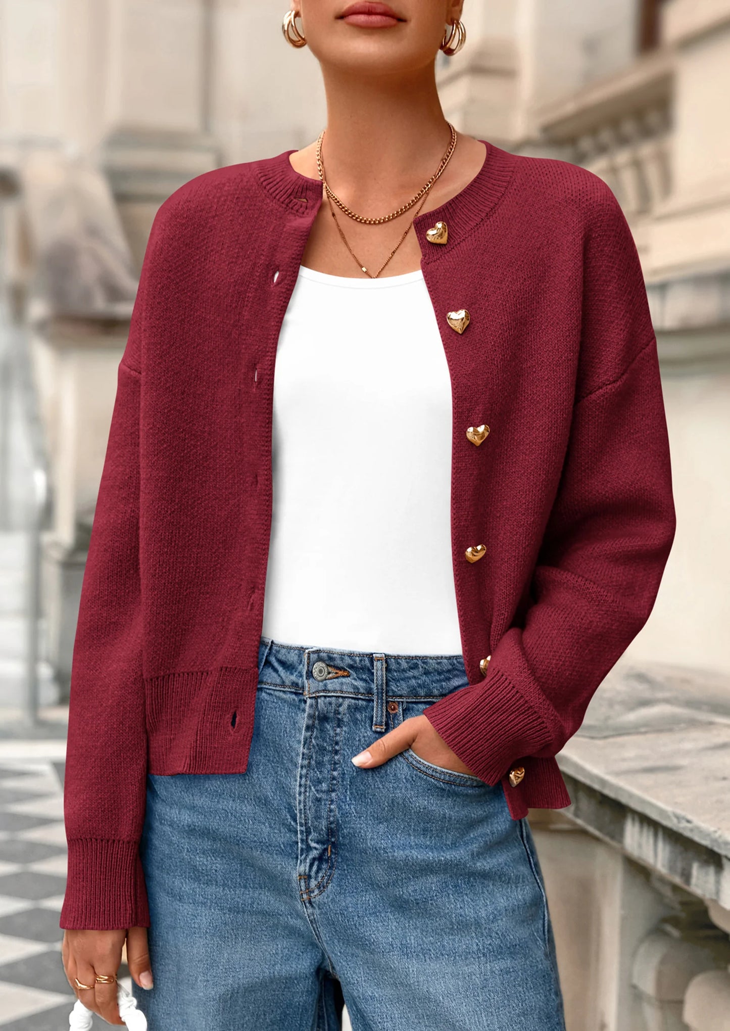 Cardigan Sweaters for Women Trendy Long Sleeve Open Front Button Down Jacket Fall Clothes Winter Coats
