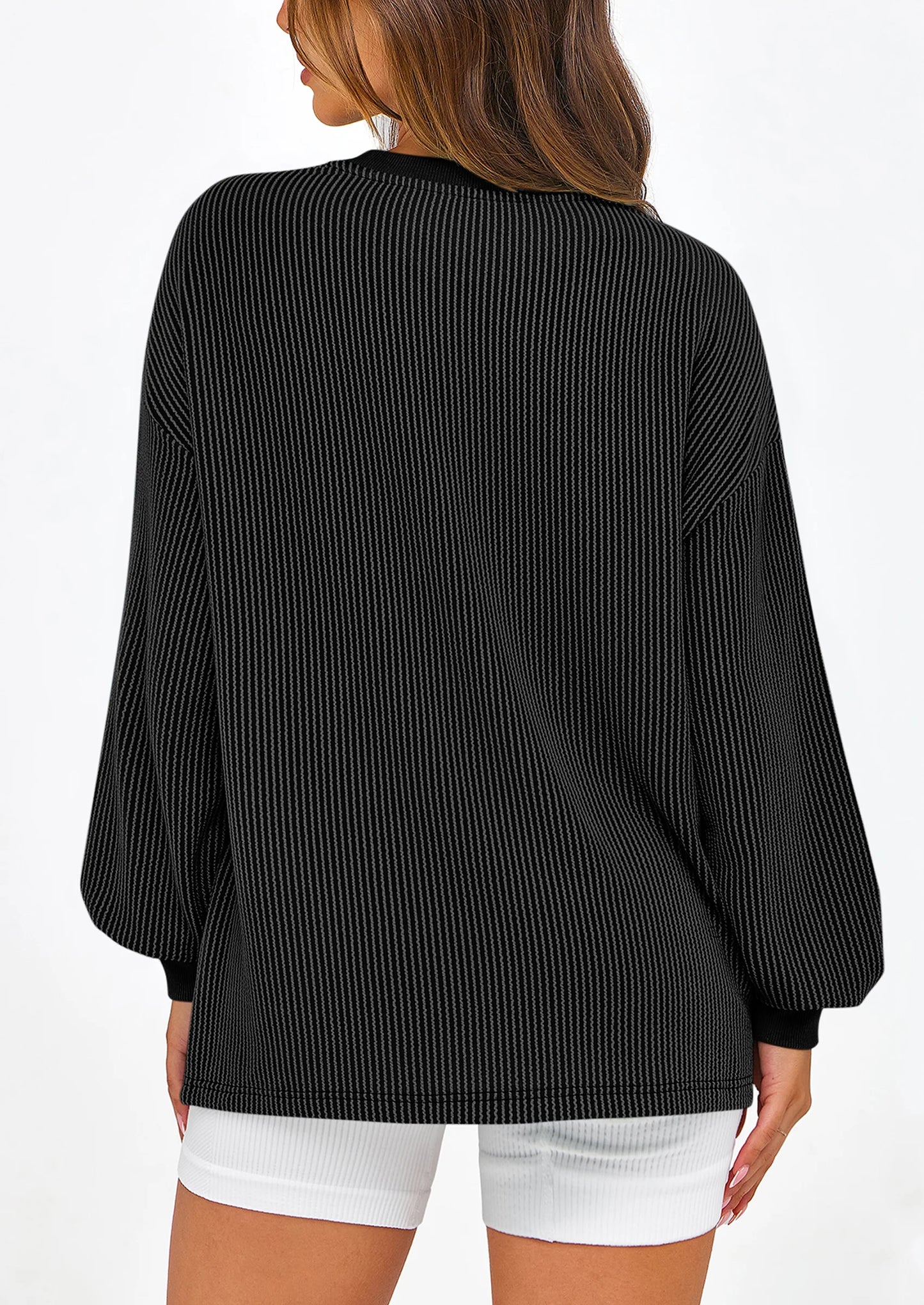 Women's Long Sleeve Tee Shirts Spring Fall Trendy Clothes Casual Loose Crewneck Ribbed Blouse Tunic Tops