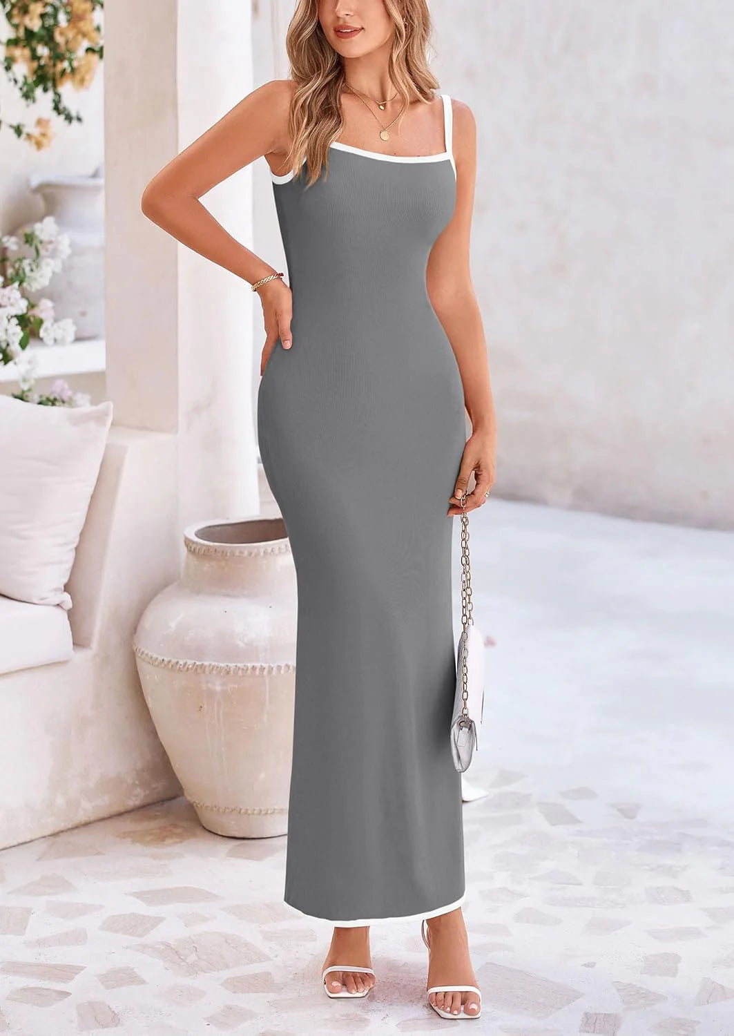 Spring Dresses for Women Summer Resort Wear Sexy Bodycon Sundress Spaghetti Strap Vacation Maxi Dress