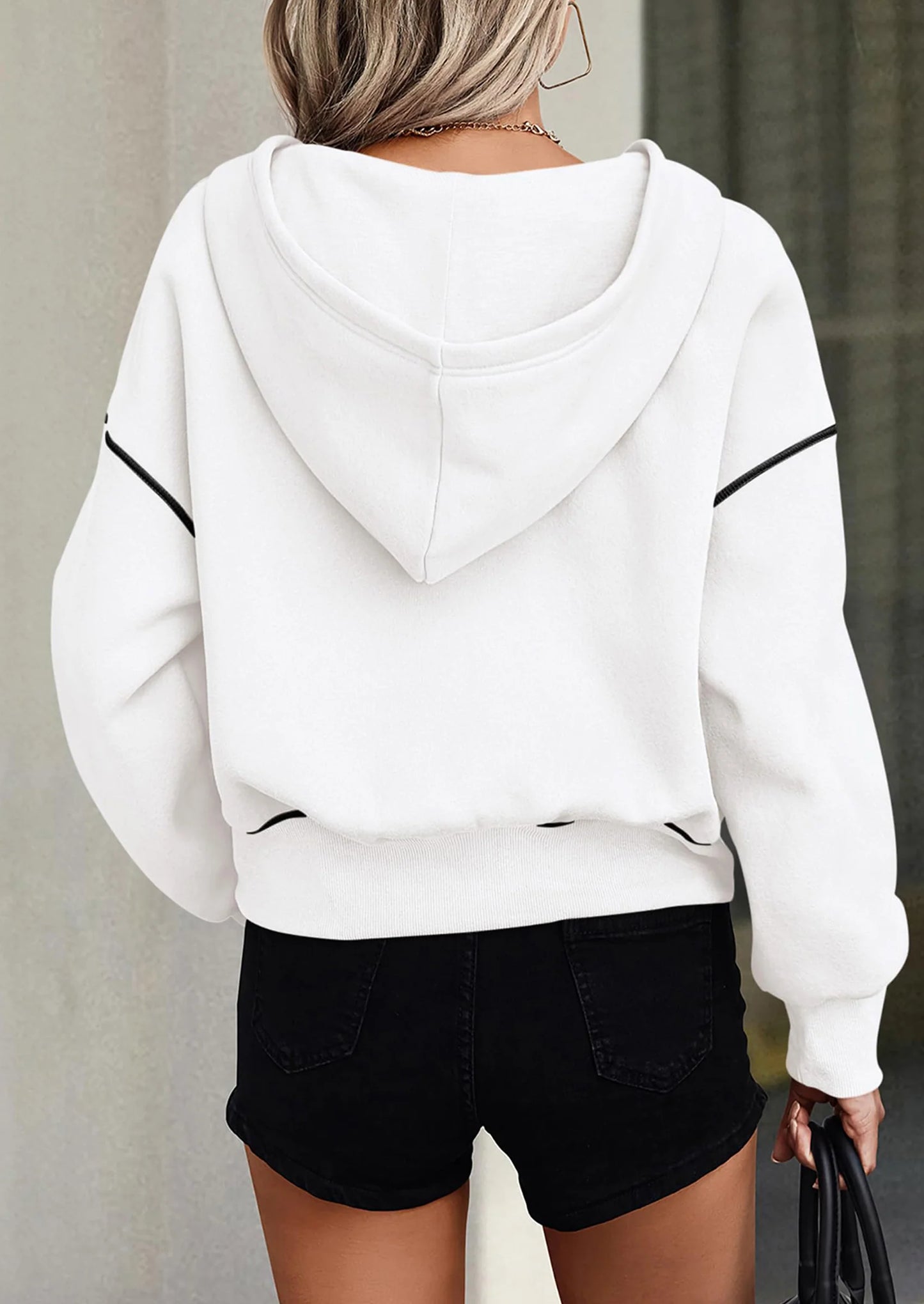 Women's Hooded Sweatshirts Long Sleeve Half Zip Cropped Hoodie Pullover Winter Fashion Clothes