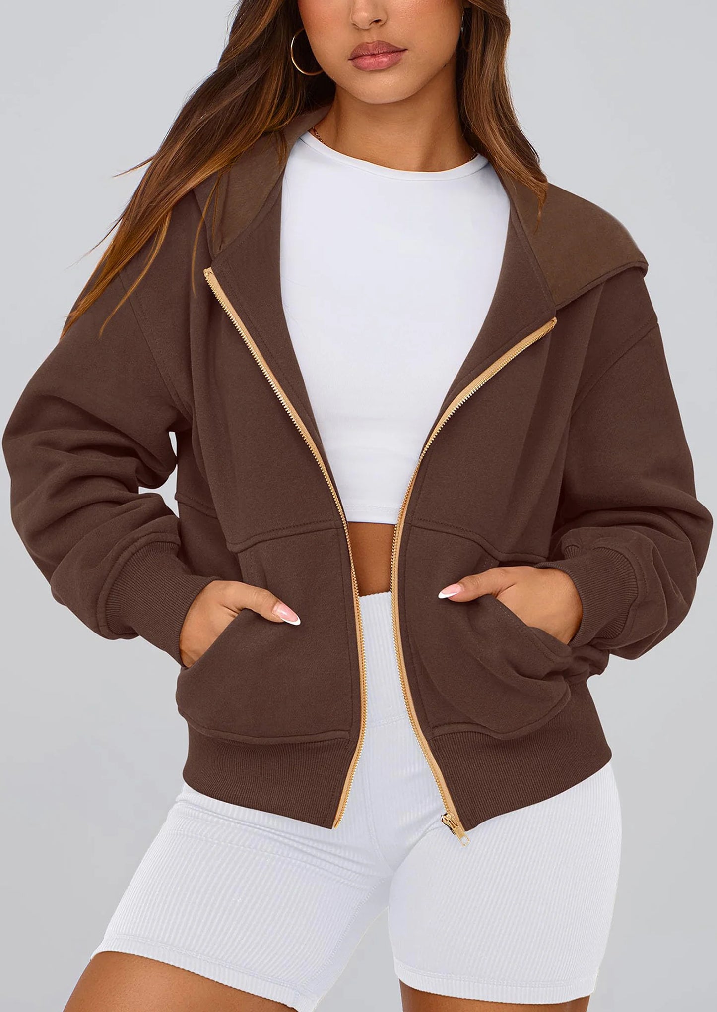 Hoodies For Women Sweatshirt Zip Up Hoodie Fall Fashion Trendy Long Sleeve Jackets Winter Clothing Outfits