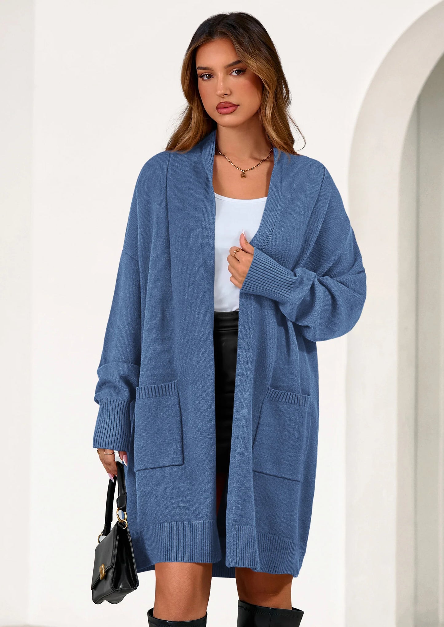 Women's Open Front Cardigan Long Sleeve Cozy Knit Sweaters Winter Fall Clothes Outerwear Coats