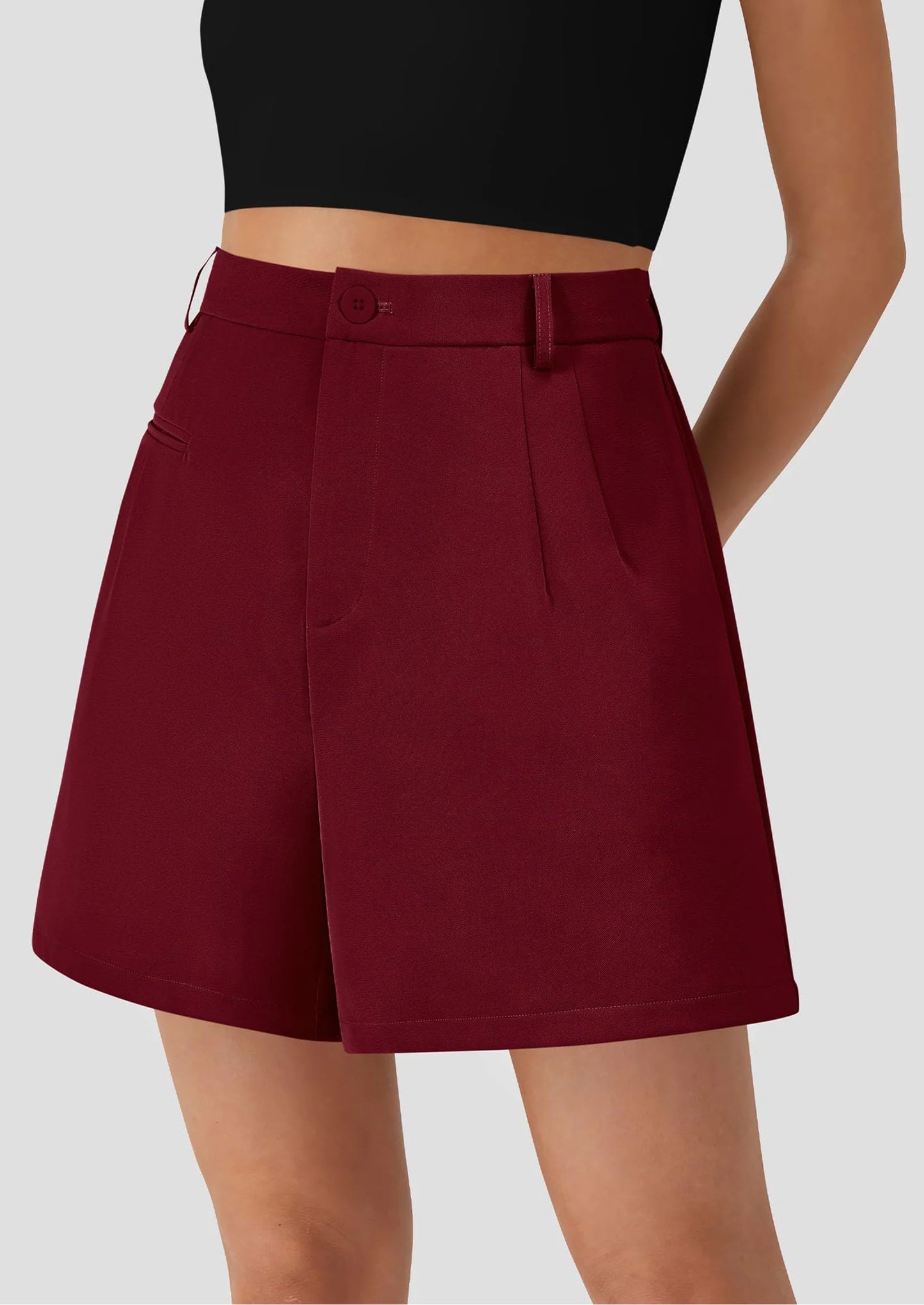 Shorts for Women Dressy Summer Elastic High Waisted Wide Leg Business Casual Work Shorts with Pockets