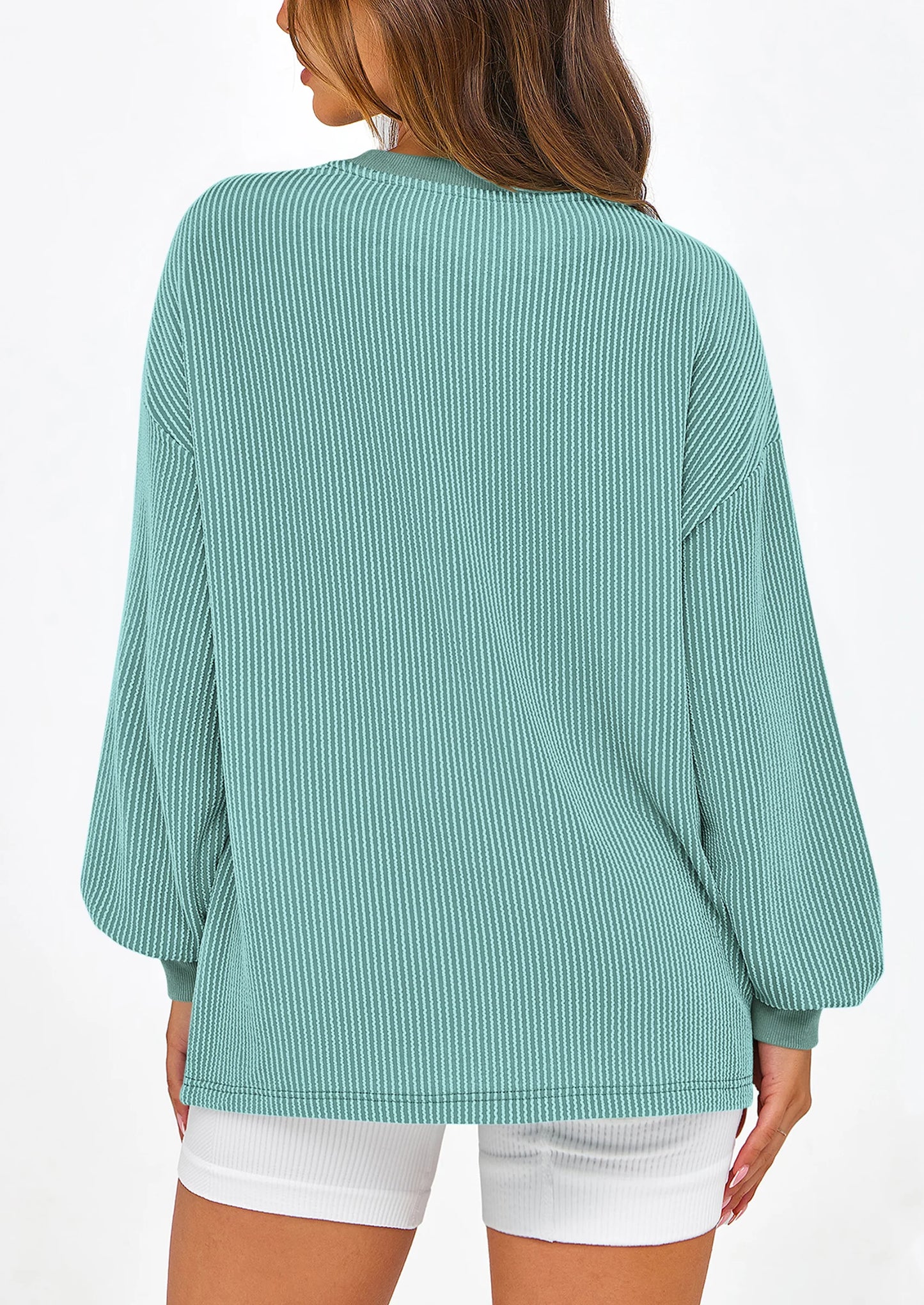 Women's Long Sleeve Tee Shirts Spring Fall Trendy Clothes Casual Loose Crewneck Ribbed Blouse Tunic Tops