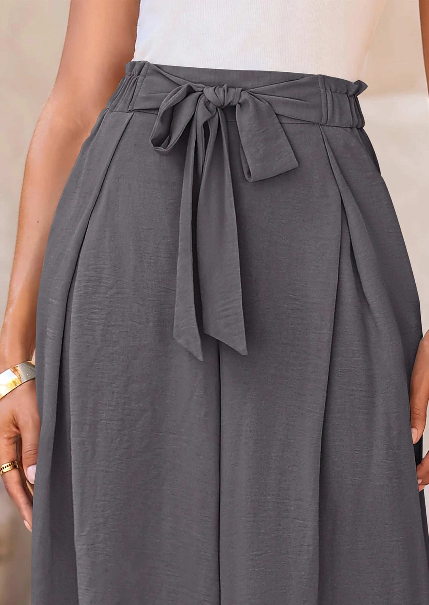 Women's Wide Leg Work Pants Business Casual High Waisted Loose Palazzo Trouser Summer Clothes