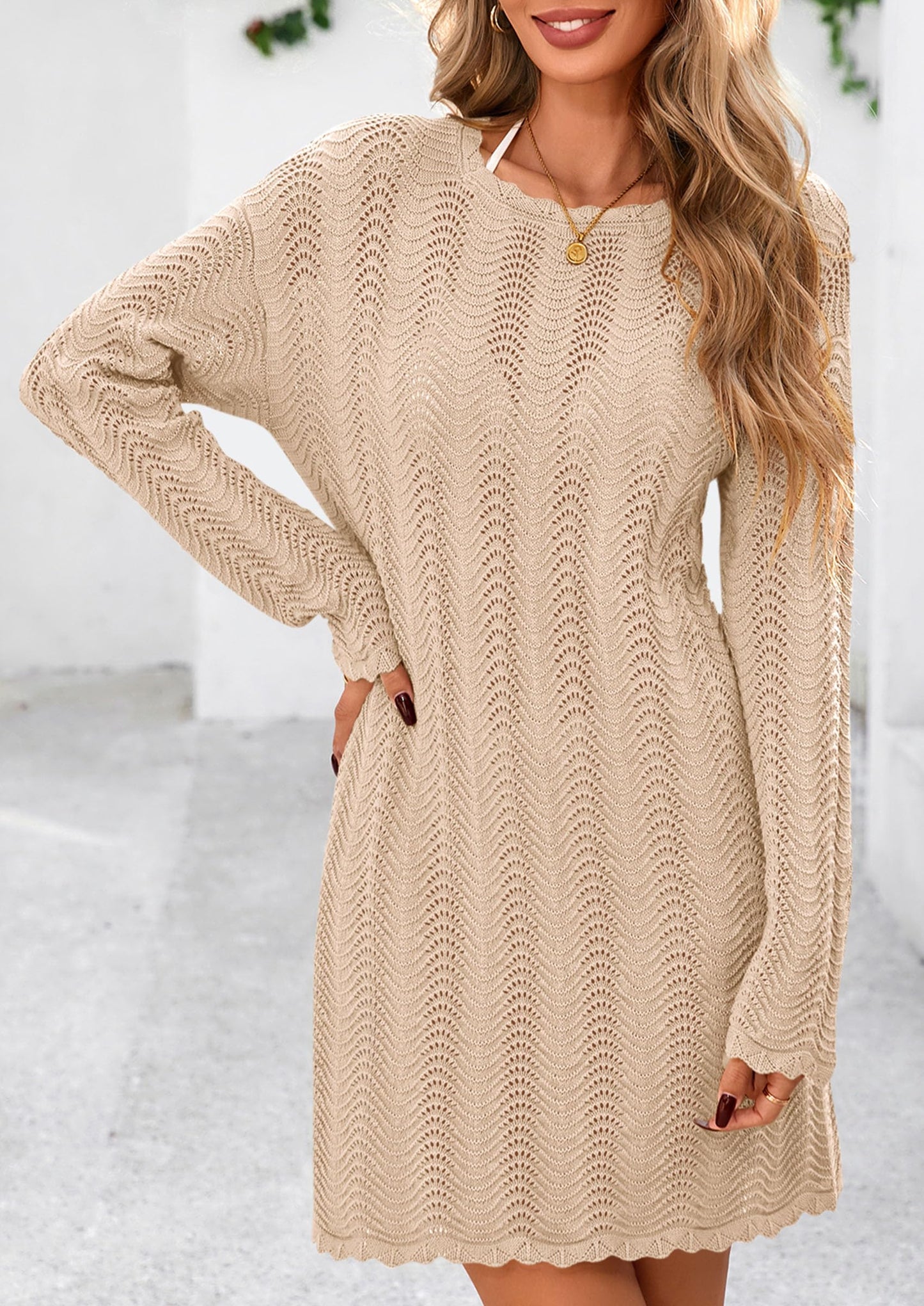 Women's Swimsuit Cover Up Summer Bathing Suit Swimwear Crochet Knit Dress Fashion Beach Vacation Clothes