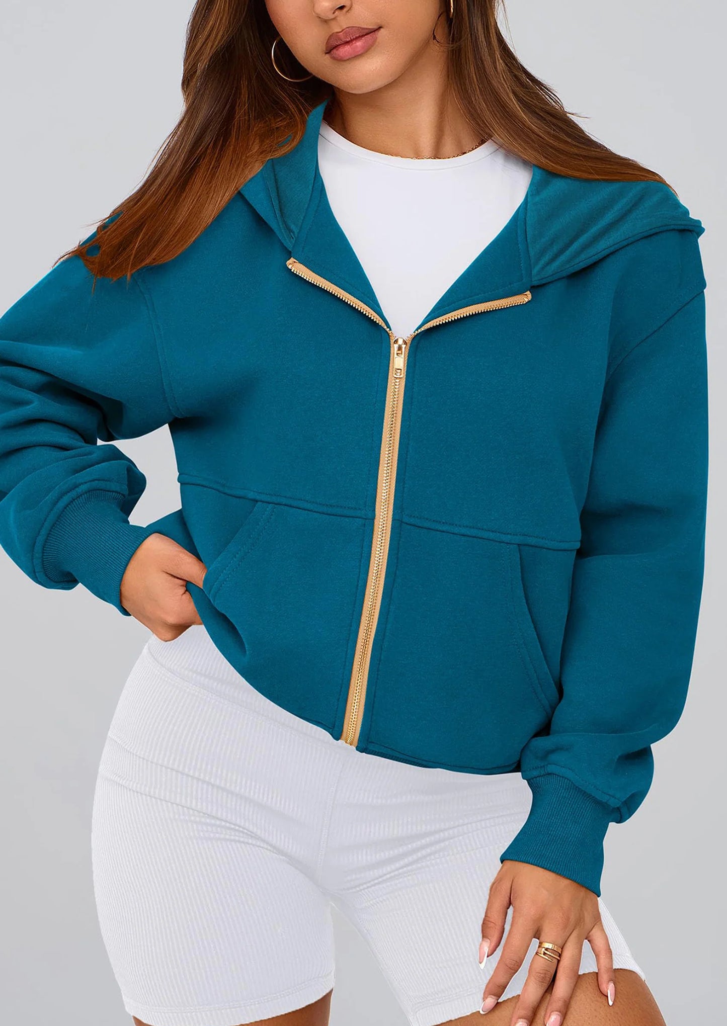 Hoodies For Women Sweatshirt Zip Up Hoodie Fall Fashion Trendy Long Sleeve Jackets Winter Clothing Outfits