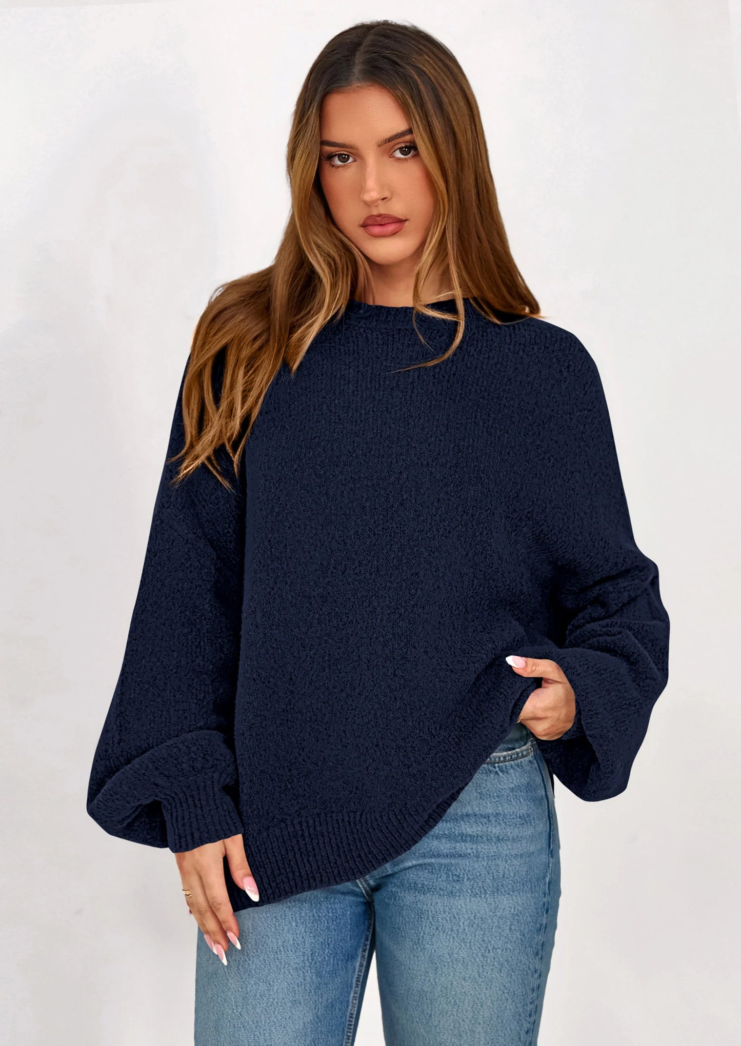 Sweaters for Women Fall Chunky Knit Long Sleeve Crew Neck Oversized Pullover Tops Winter Fashion Clothing
