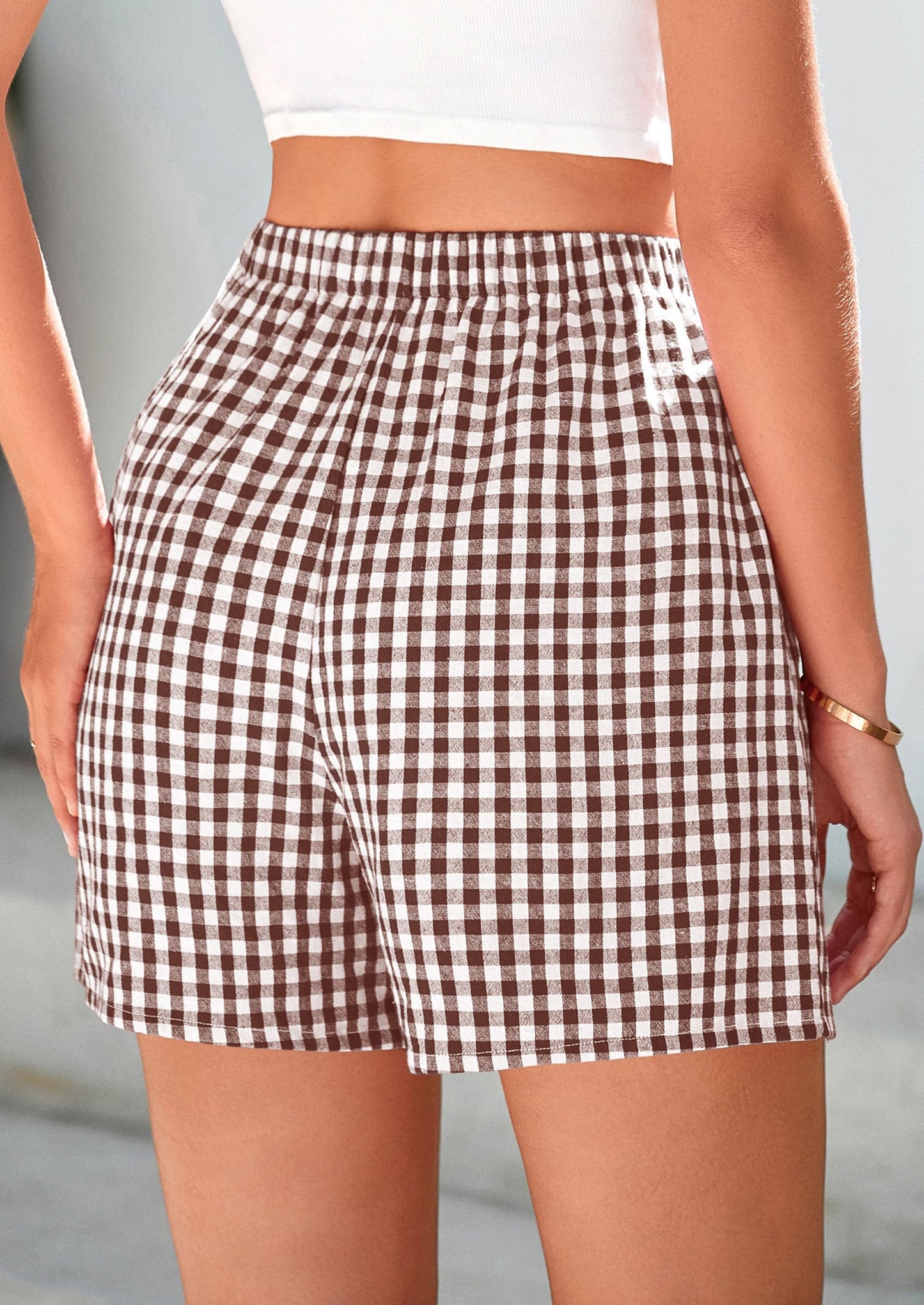 Womens Shorts Boxers Summer Gingham Pajama Lounge Sleep Y2K Plaid Pj Shorts Beach Bottoms
