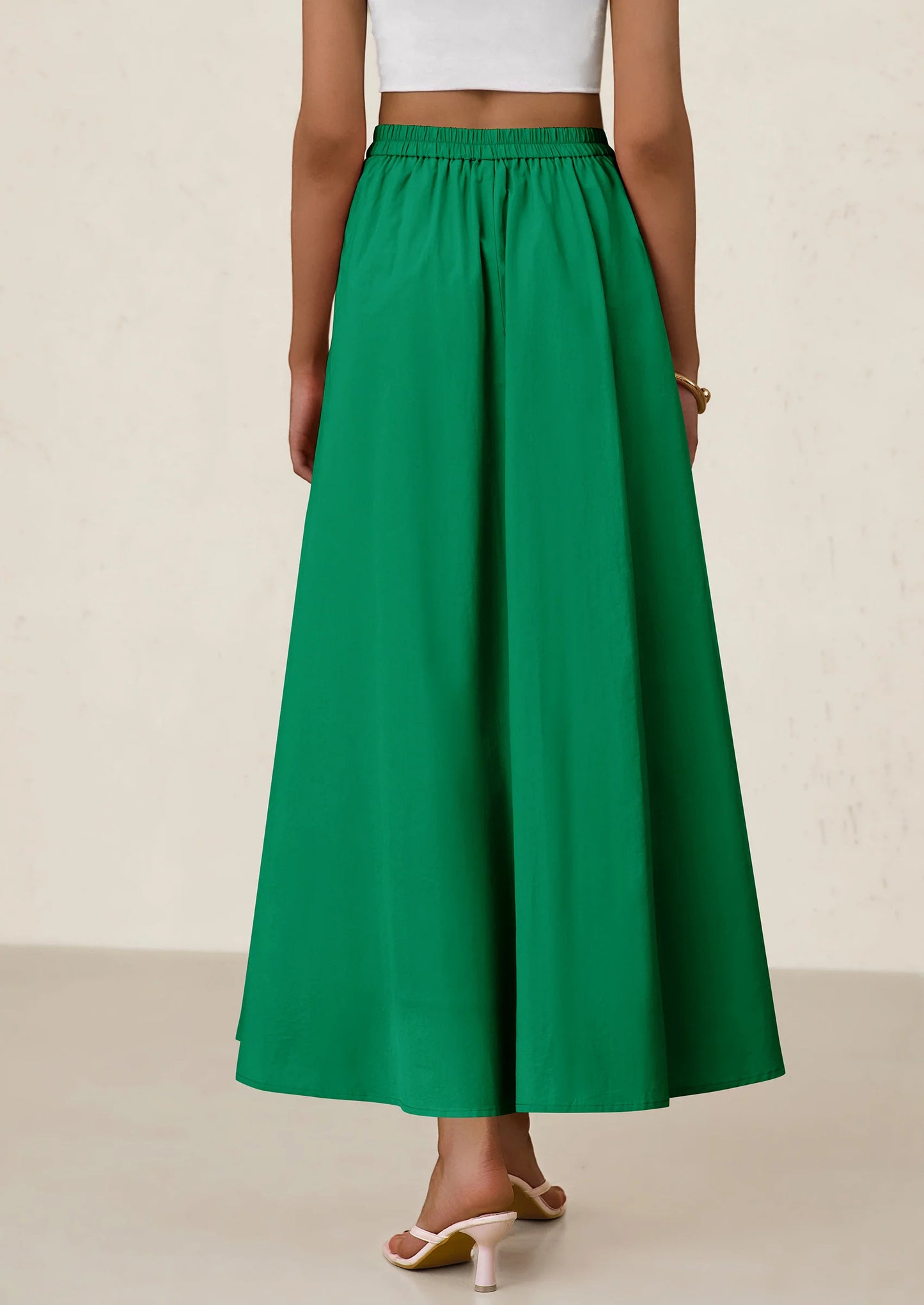 Women's Maxi Skirts Summer Trendy Ruffle High Waisted Casual Long Flowy Skirt with Pockets