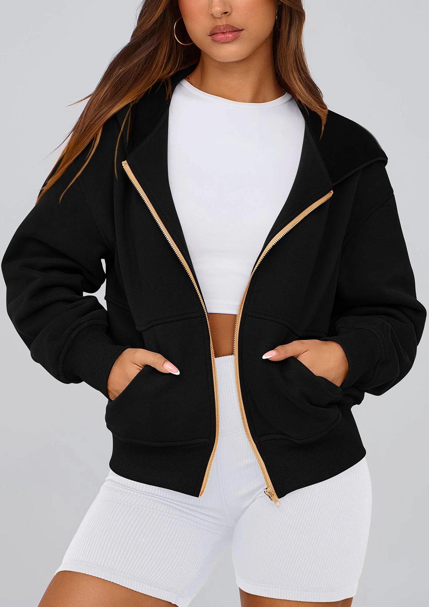 Hoodies For Women Sweatshirt Zip Up Hoodie Fall Fashion Trendy Long Sleeve Jackets Winter Clothing Outfits