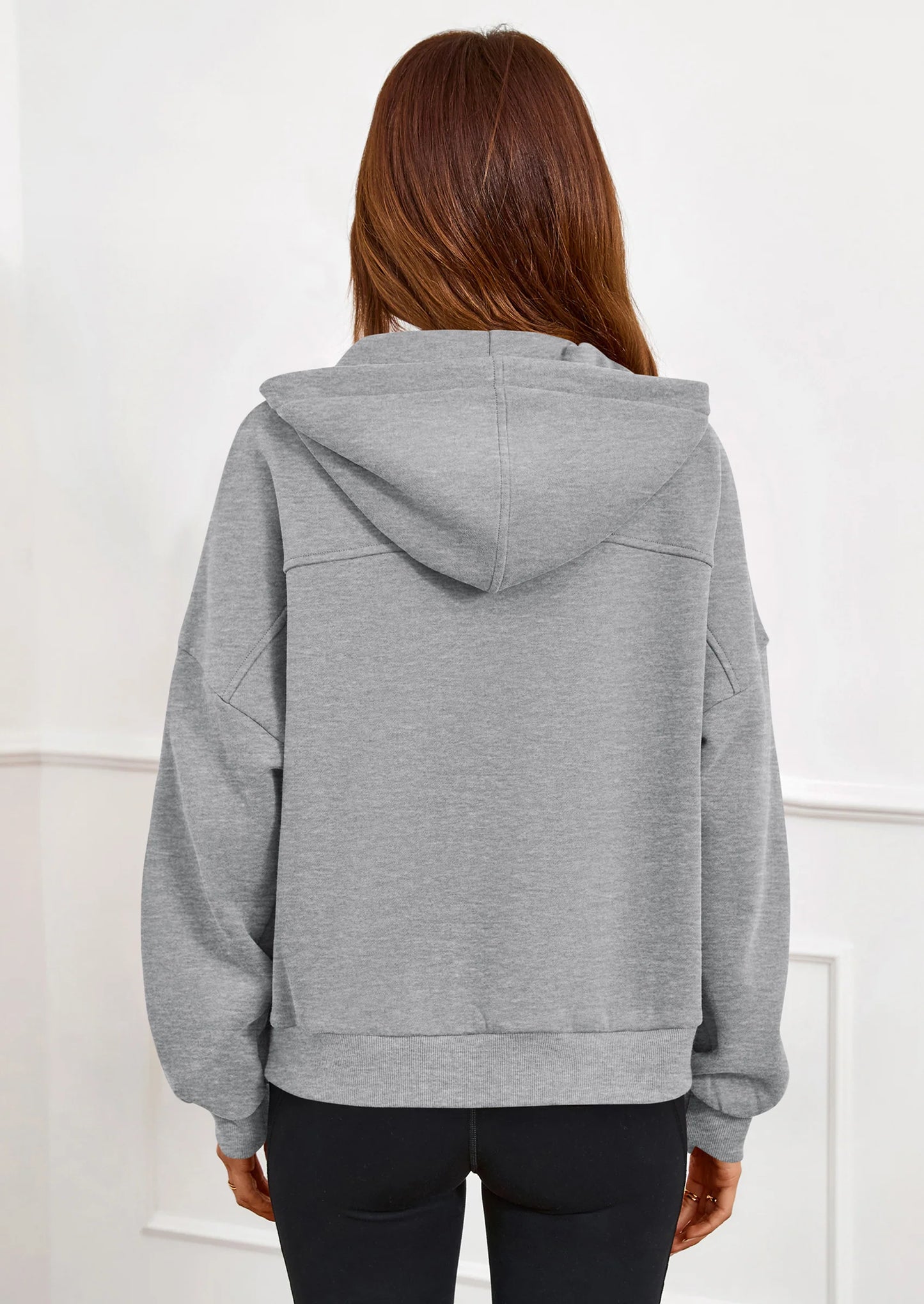 Womens Hoodies Cropped Fleece Sweatshirts Fall Fashion Quarter Zip Pullover Long Sleeve Tops Winter Clothes