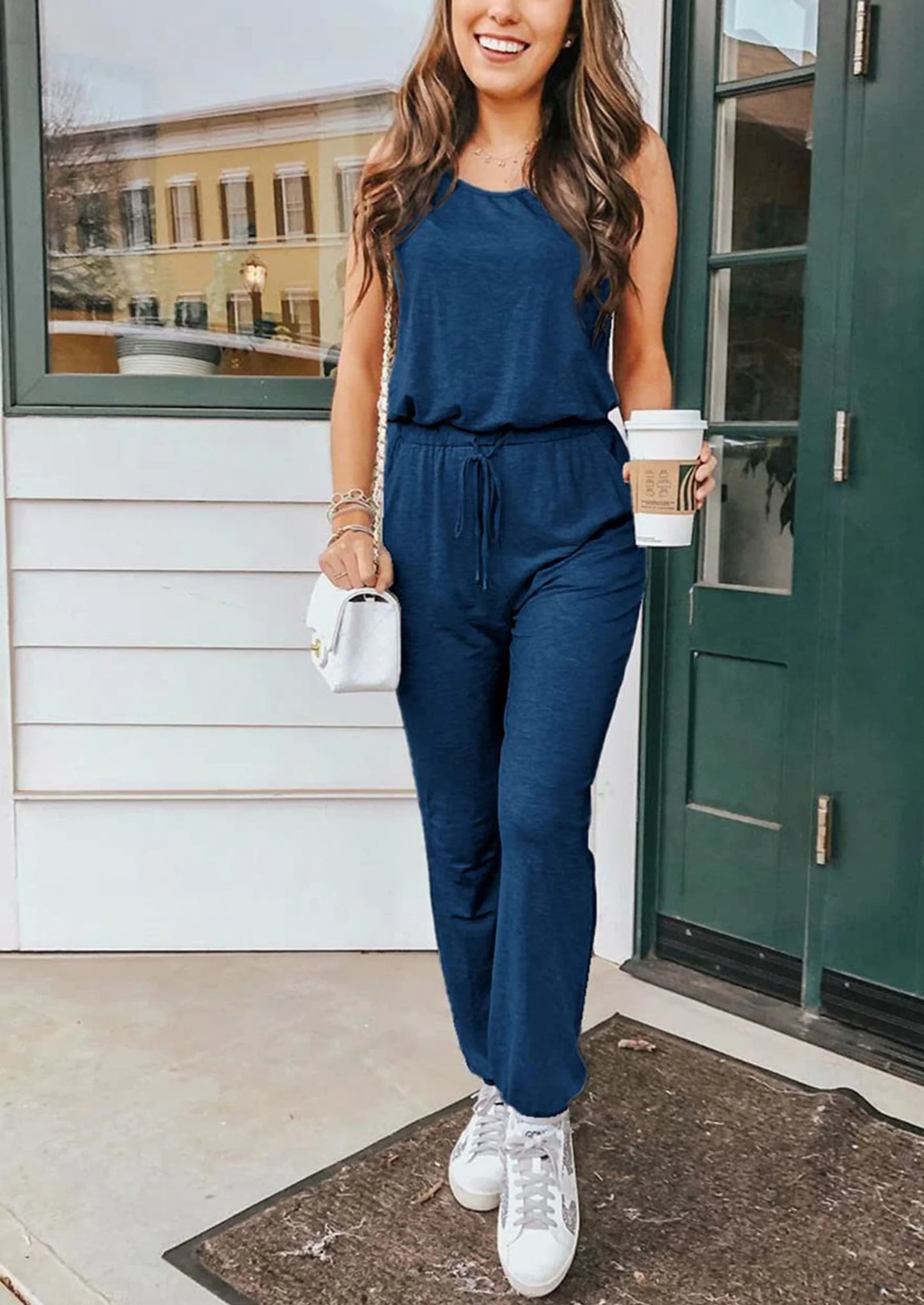 Two Piece Outfit Sets Casual Sleeveless Crewneck Tops and Sweatpants