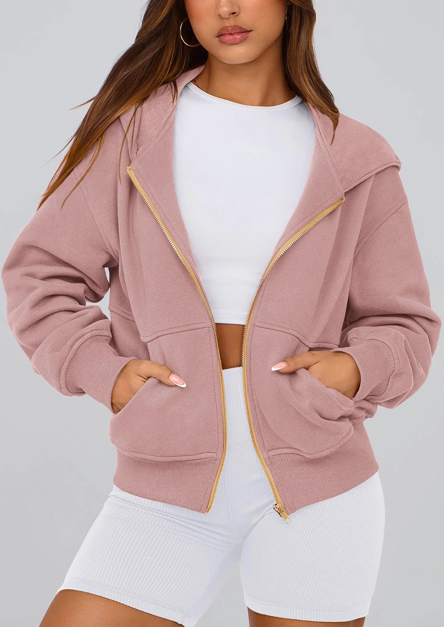 Hoodies For Women Sweatshirt Zip Up Hoodie Fall Fashion Trendy Long Sleeve Jackets Winter Clothing Outfits