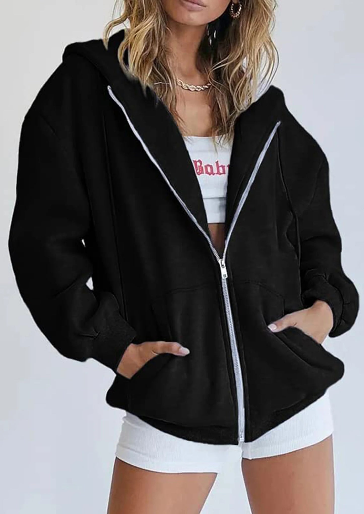 Women's Zip Up Y2K Hoodies Casual Long Sleeve Sweatshirts Fall Spring Track Jackets with Pockets