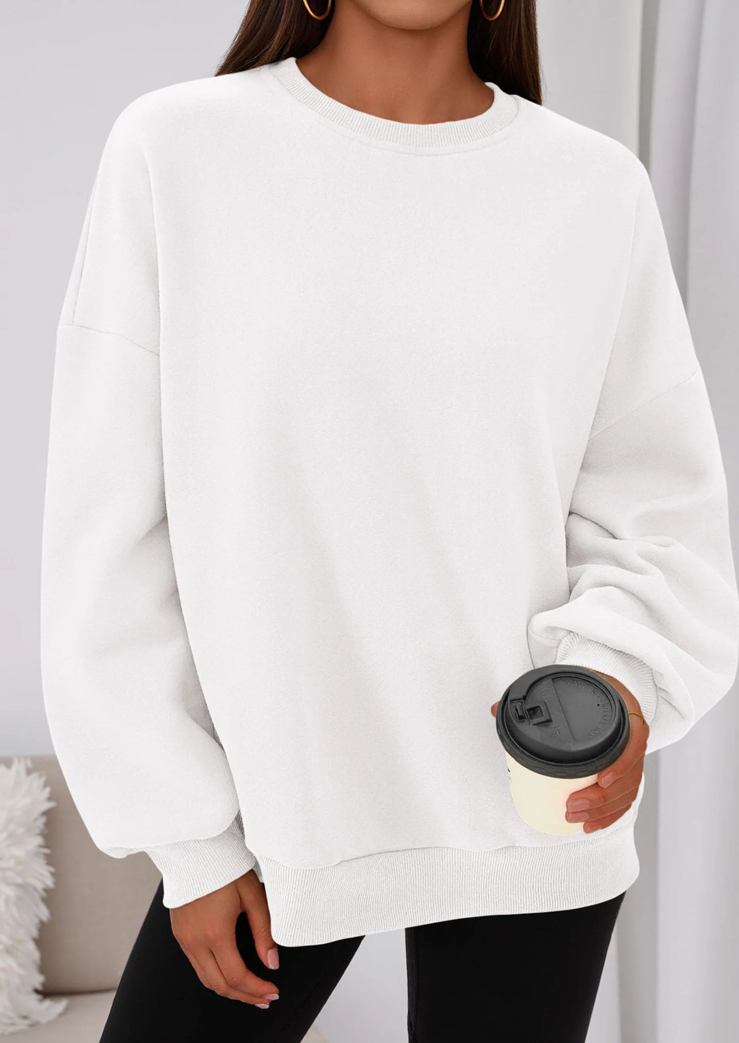 Sweatshirts for Women Oversized Crewneck Fleece Pullover Long Sleeve Tops Comfy Fall Winter Fashion Outfits