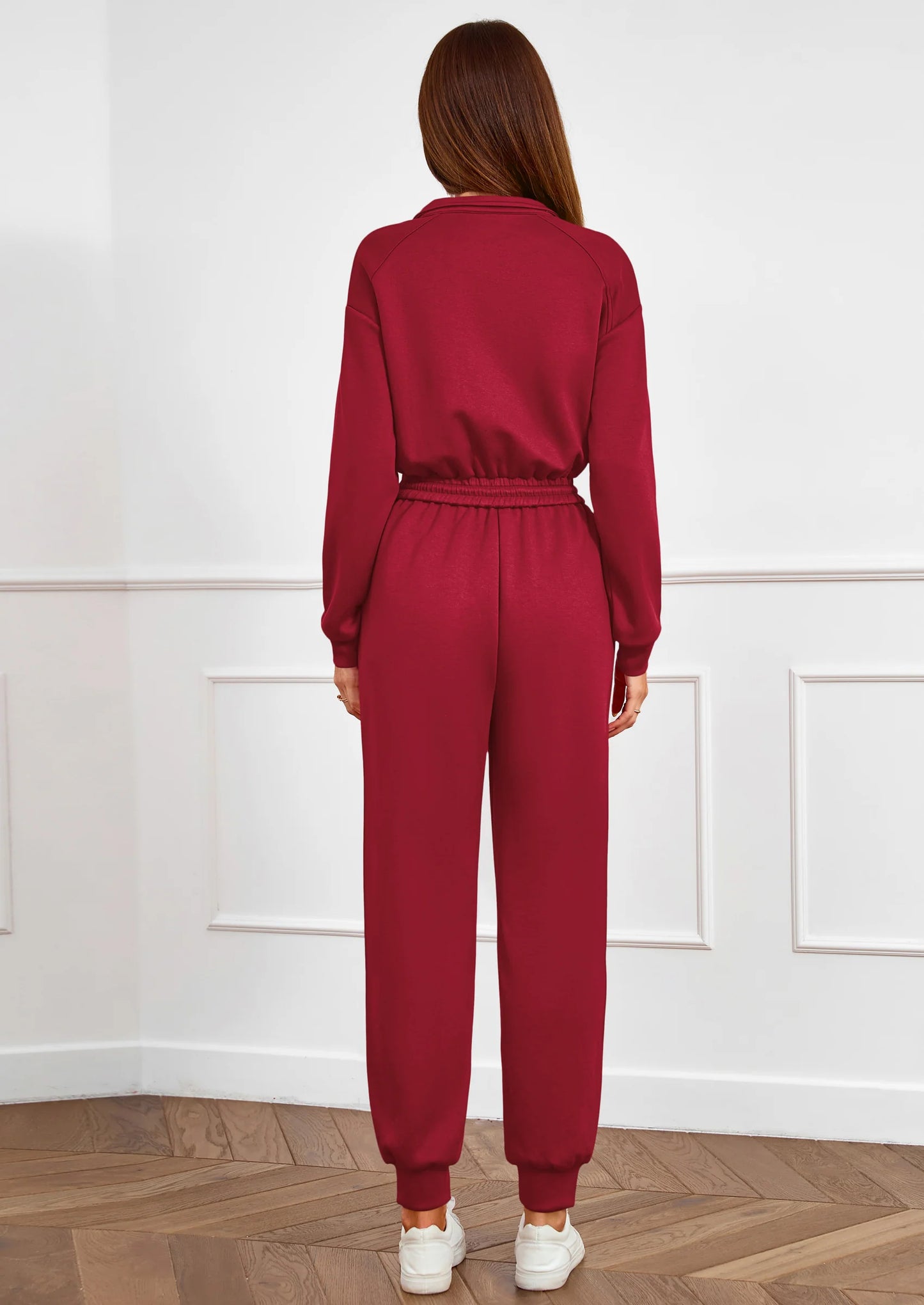 Long Sleeve Jumpsuits for Women Casual  Fall Fashion Zip Up Pant Rompers One Piece Sweatsuits Travel Outfits