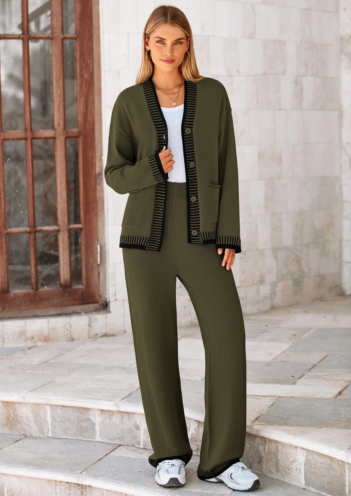 Lounge Sets for Women Fall Loungewear 2 Piece Outfits Cardigan Sweaters Track Suit Matching Winter Clothing