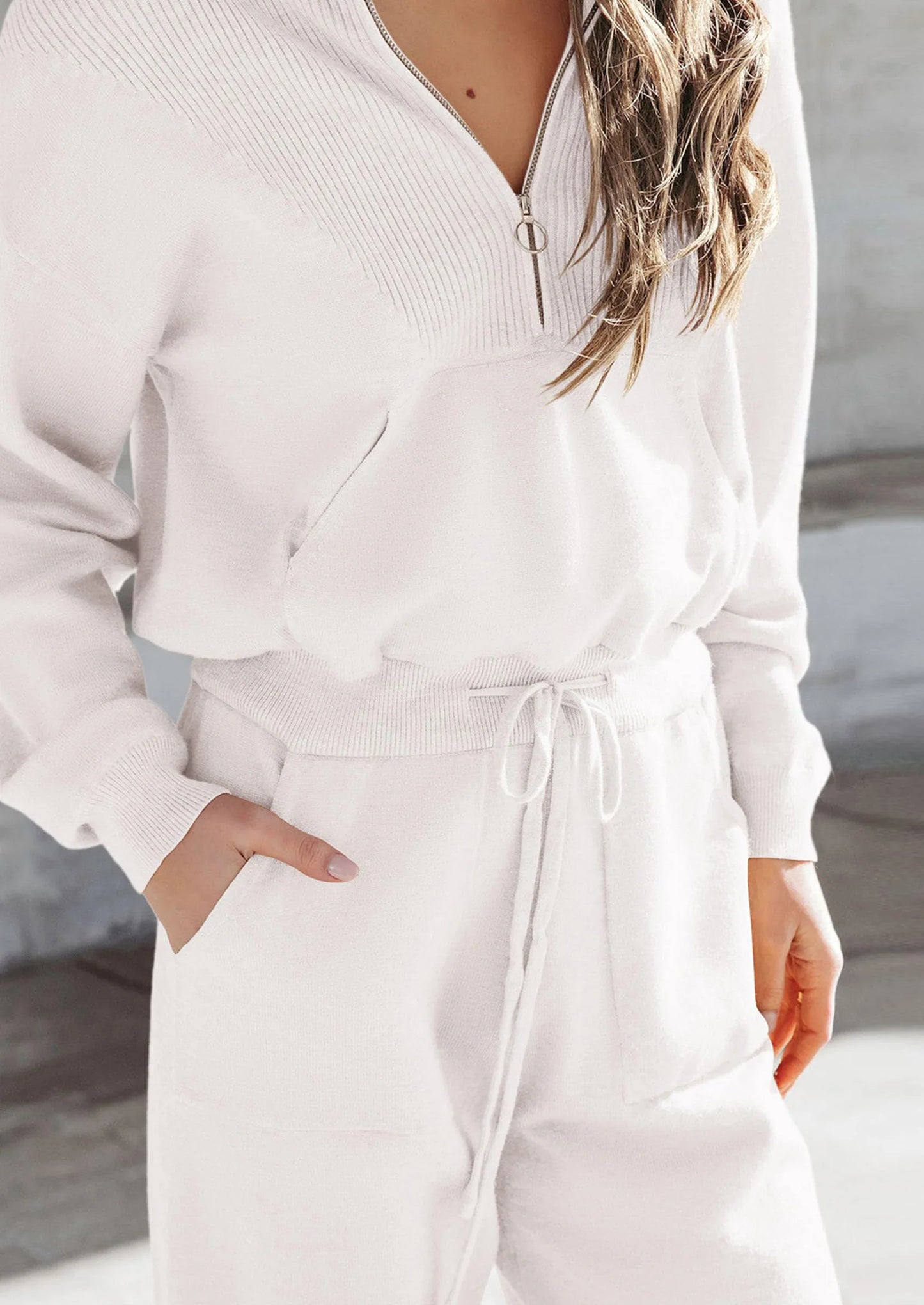 Women's 2 Piece Sweater Set Pullover Zip Up Sweatshirt Jogger Sweatpants Tracksuit Casual Outfit