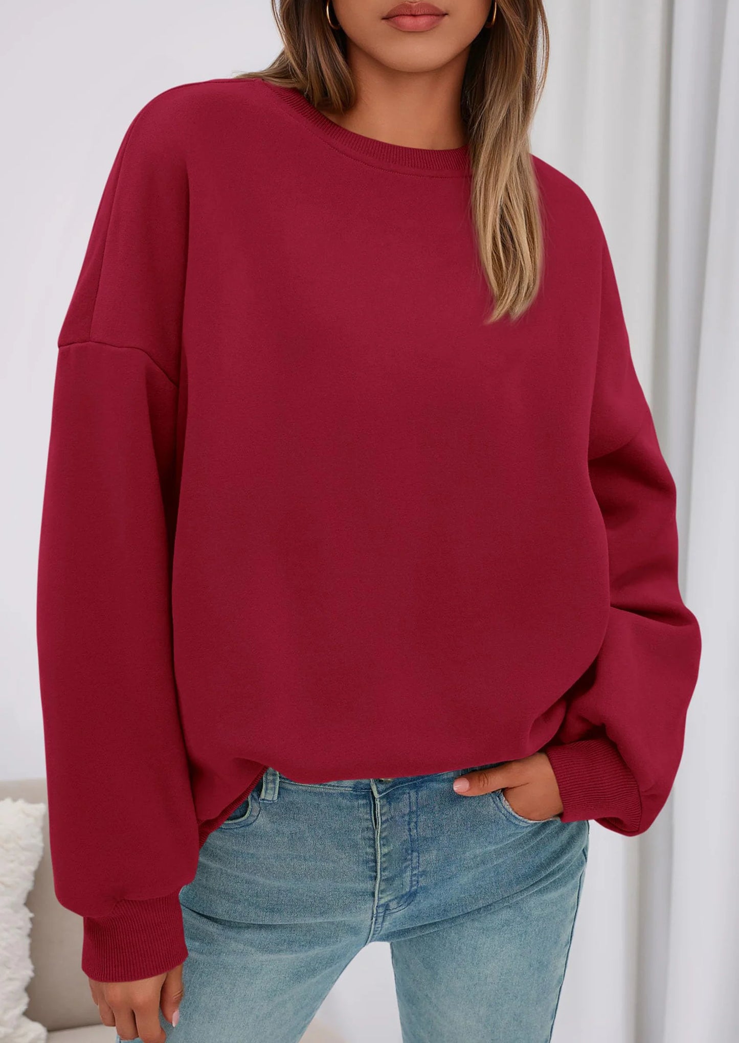 Sweatshirts for Women Oversized Crewneck Fleece Pullover Long Sleeve Tops Comfy Fall Winter Fashion Outfits