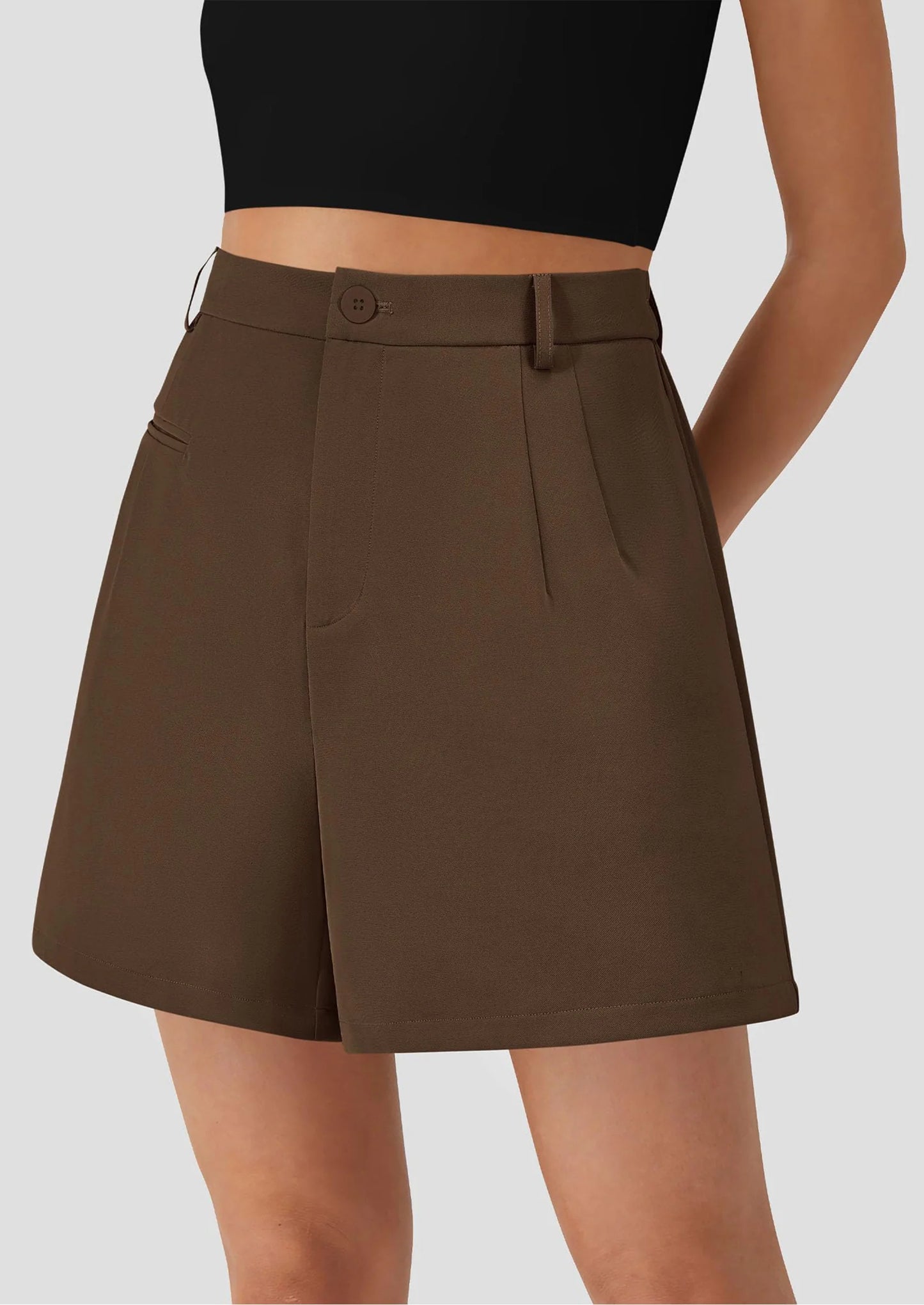 Shorts for Women Dressy Summer Elastic High Waisted Wide Leg Business Casual Work Shorts with Pockets