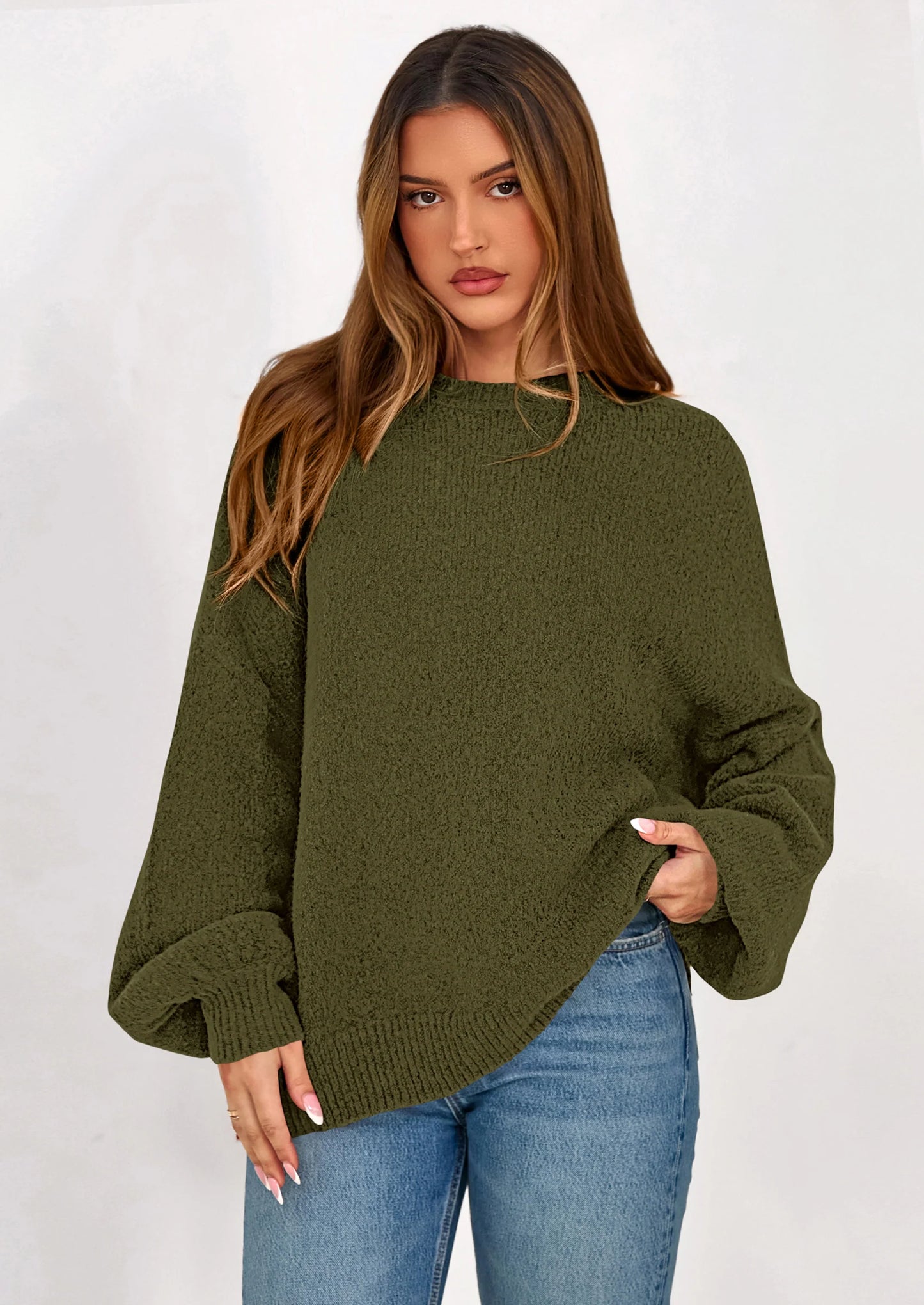 Sweaters for Women Fall Chunky Knit Long Sleeve Crew Neck Oversized Pullover Tops Winter Fashion Clothing