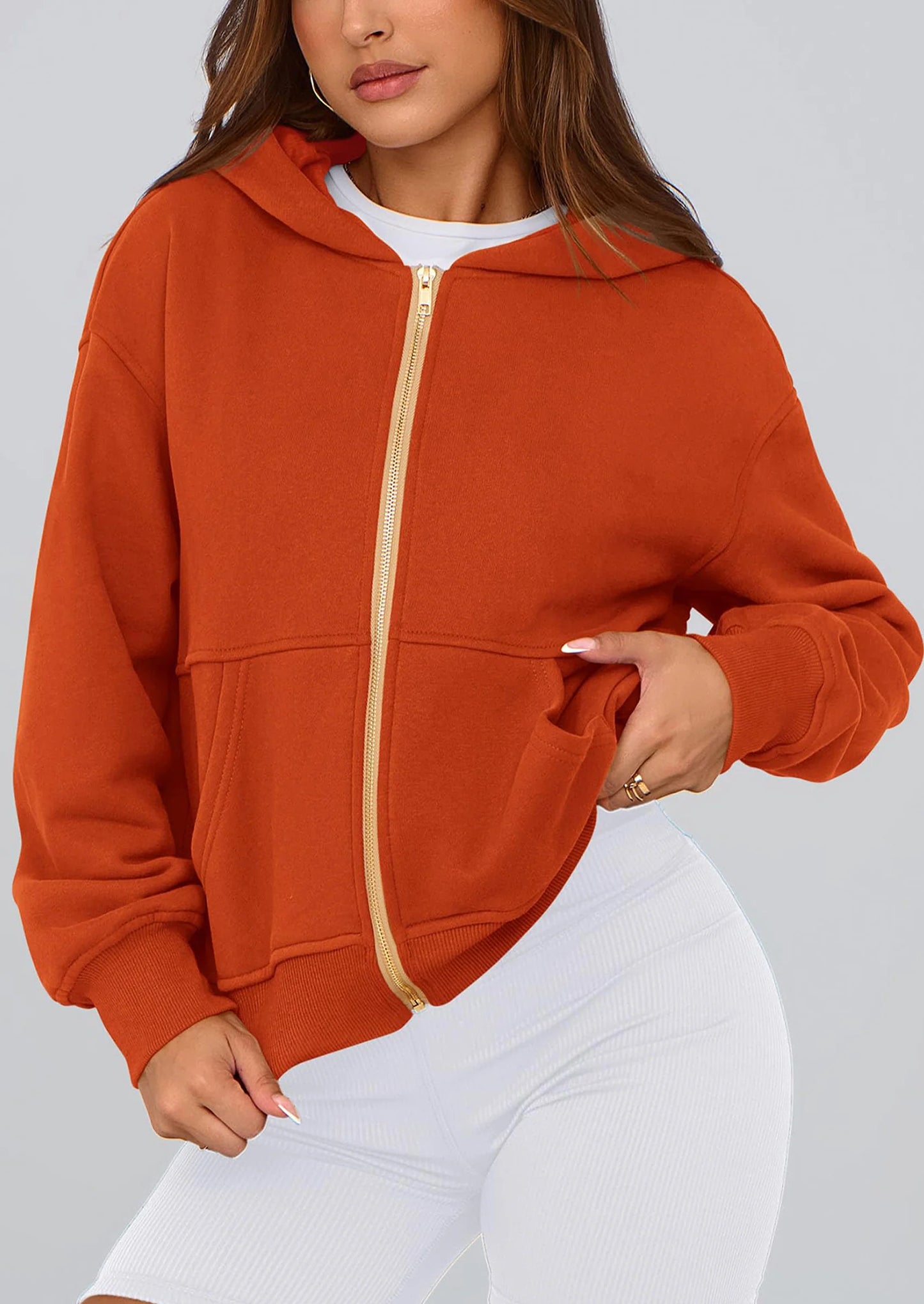 Hoodies For Women Sweatshirt Zip Up Hoodie Fall Fashion Trendy Long Sleeve Jackets Winter Clothing Outfits