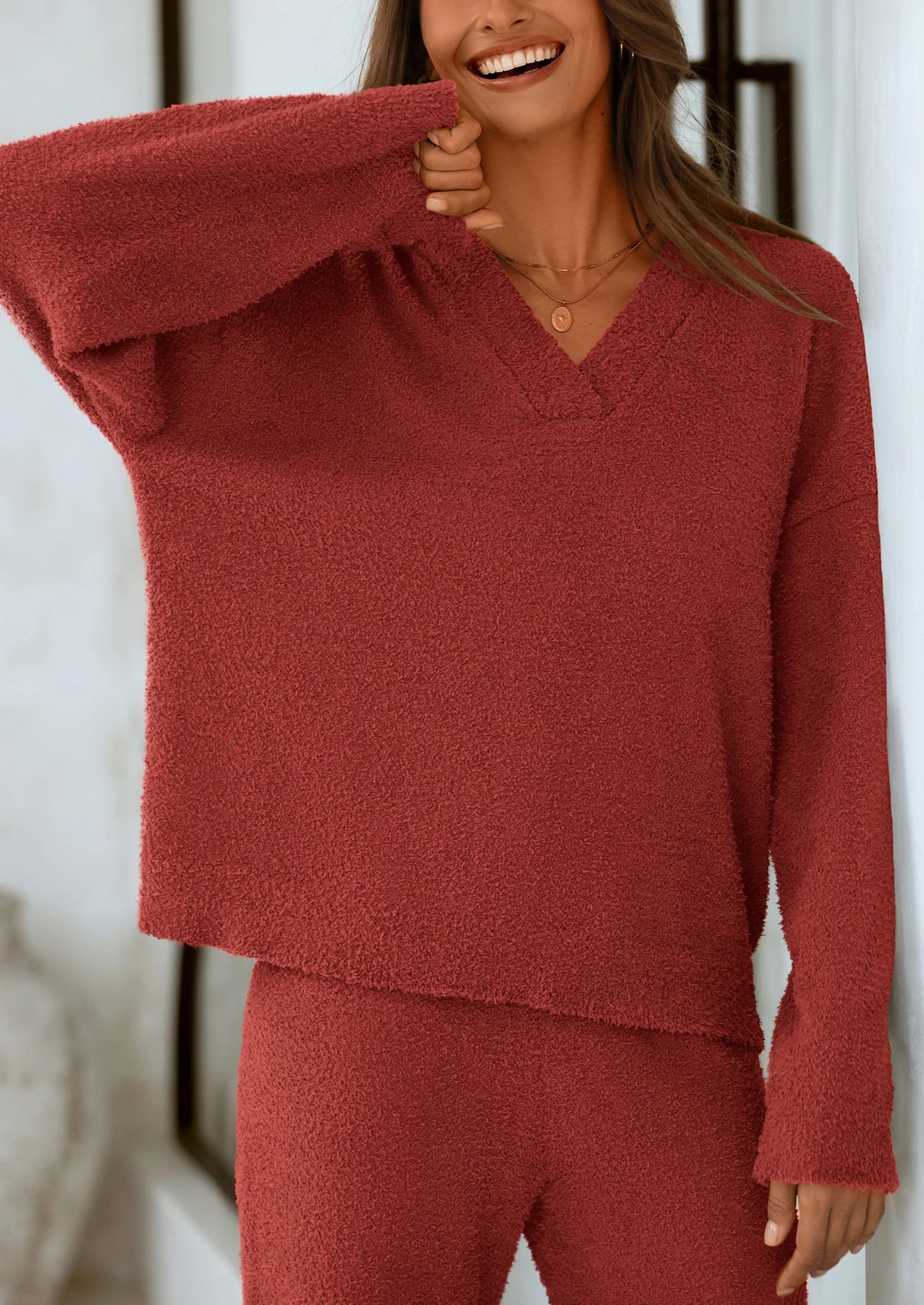 Lounge Sets for Women Two Piece Sweaters Pajama Set Fall Fashion Loungewear Outfits Matching Winter Clothes