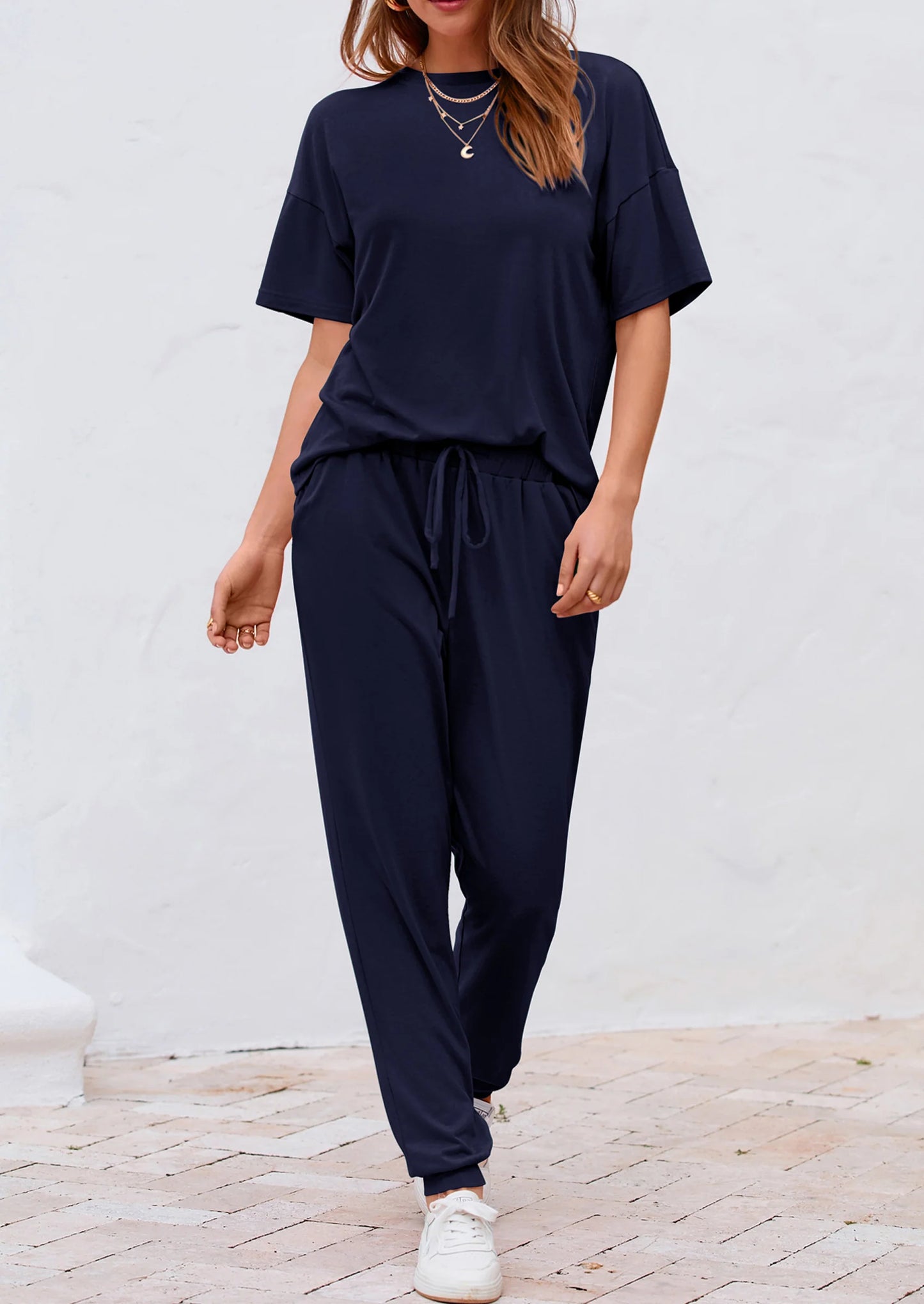 Women's Two Piece Lounge Sets Spring Summer Jogger Pants Vacation Outfits Travel Airplane Matching Clothes
