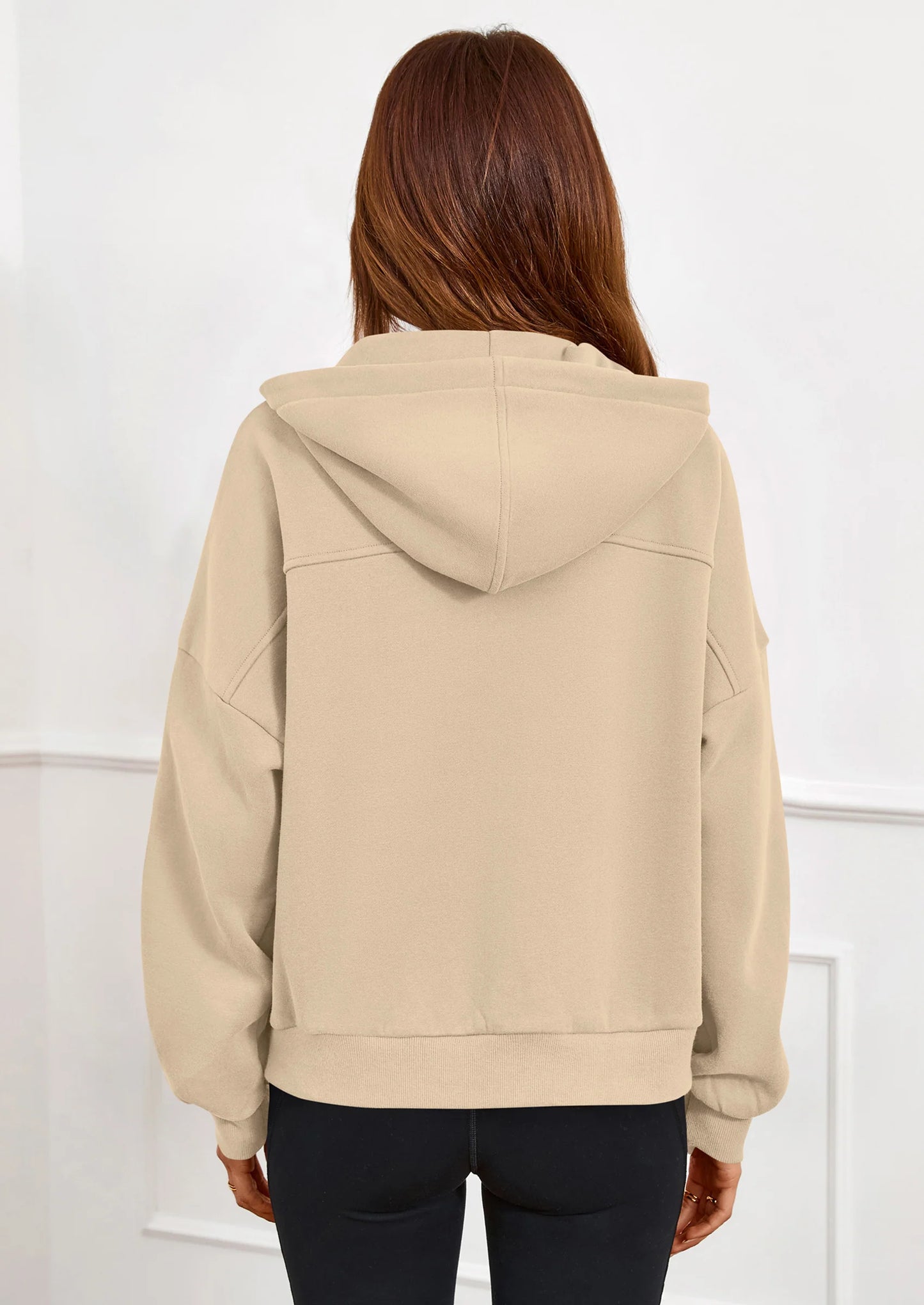 Womens Hoodies Cropped Fleece Sweatshirts Fall Fashion Quarter Zip Pullover Long Sleeve Tops Winter Clothes