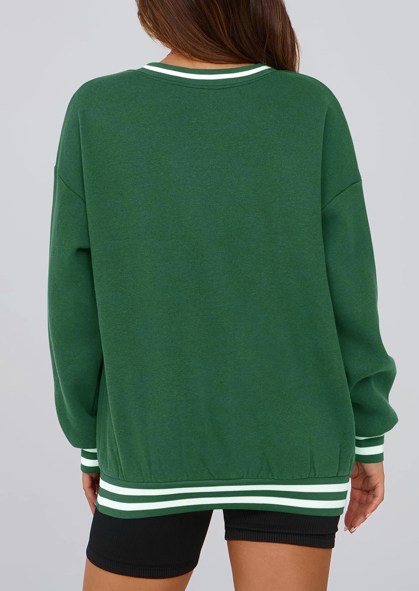 Women's Oversized Sweatshirts Casual Long Sleeve Stripes Knit V Neck Pullover Top Fall Teens Preppy Clothes