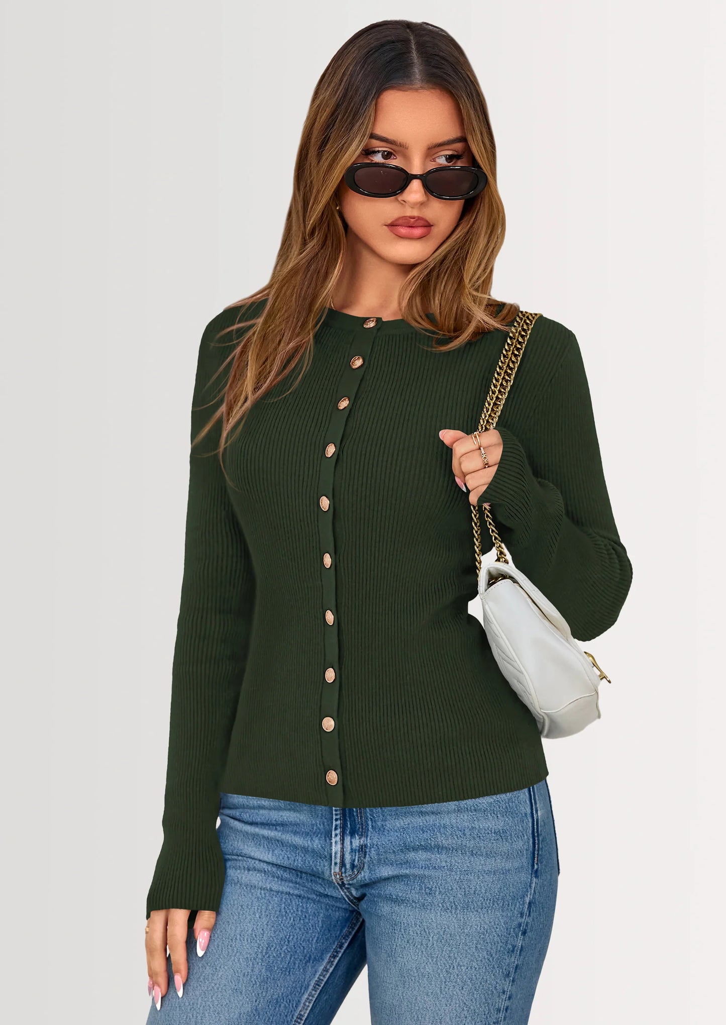 Womens Fall Cardigan Sweaters Lightweight Long Sleeve Button up Ribbed Knit Tops Winter Fashion Clothes