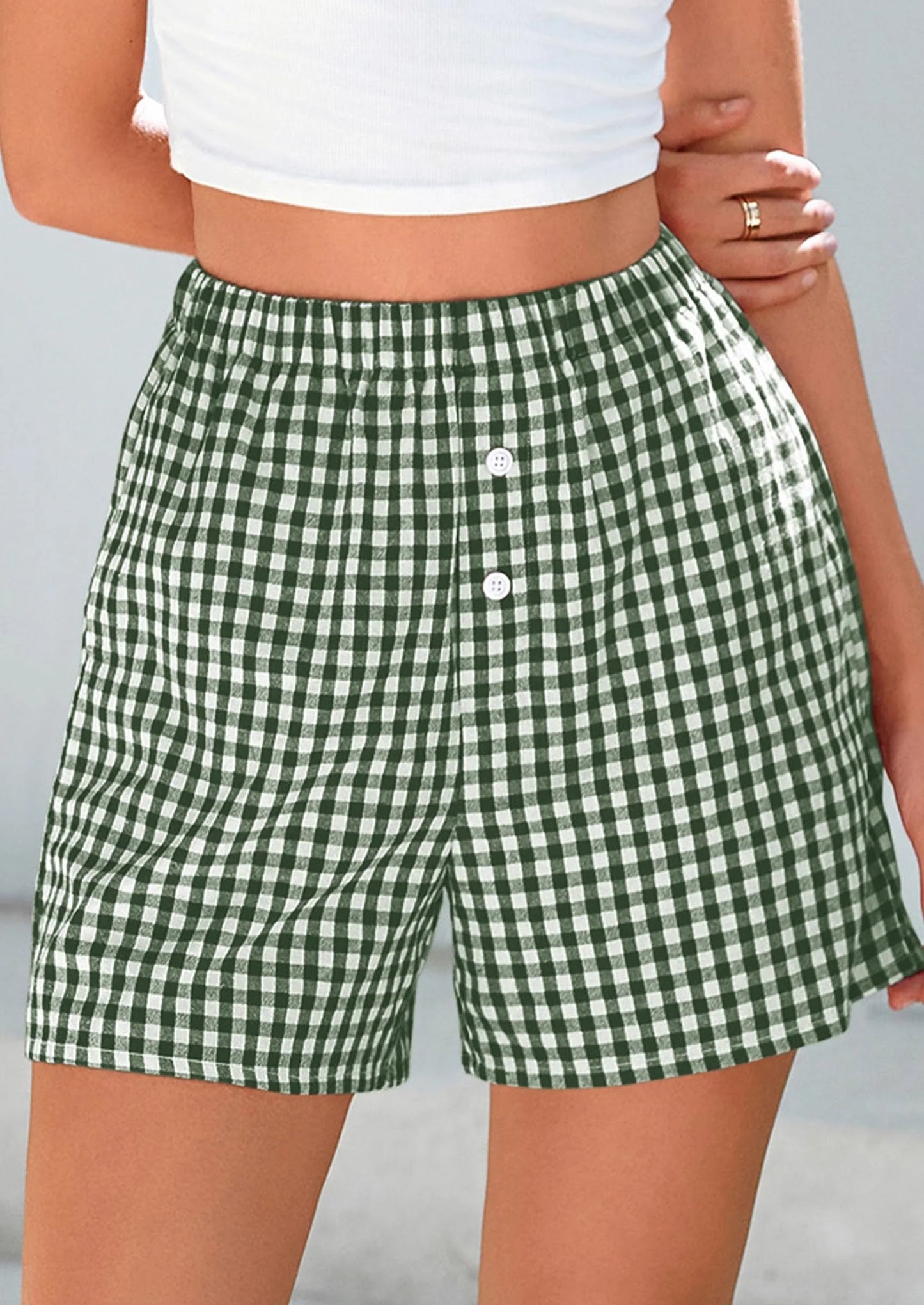 Womens Shorts Boxers Summer Gingham Pajama Lounge Sleep Y2K Plaid Pj Shorts Beach Bottoms