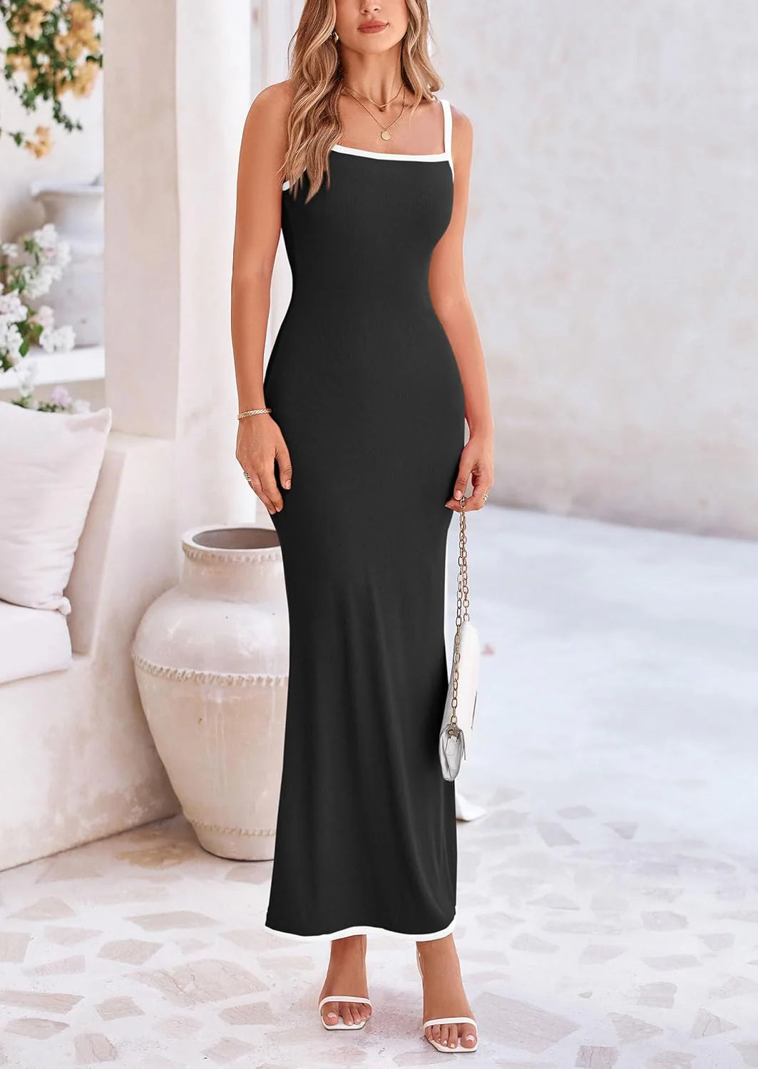 Spring Dresses for Women Summer Resort Wear Sexy Bodycon Sundress Spaghetti Strap Vacation Maxi Dress