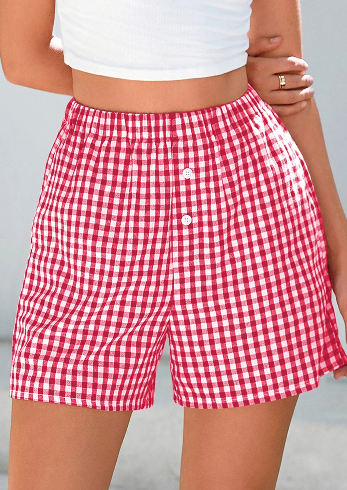 Womens Shorts Boxers Summer Gingham Pajama Lounge Sleep Y2K Plaid Pj Shorts Beach Bottoms