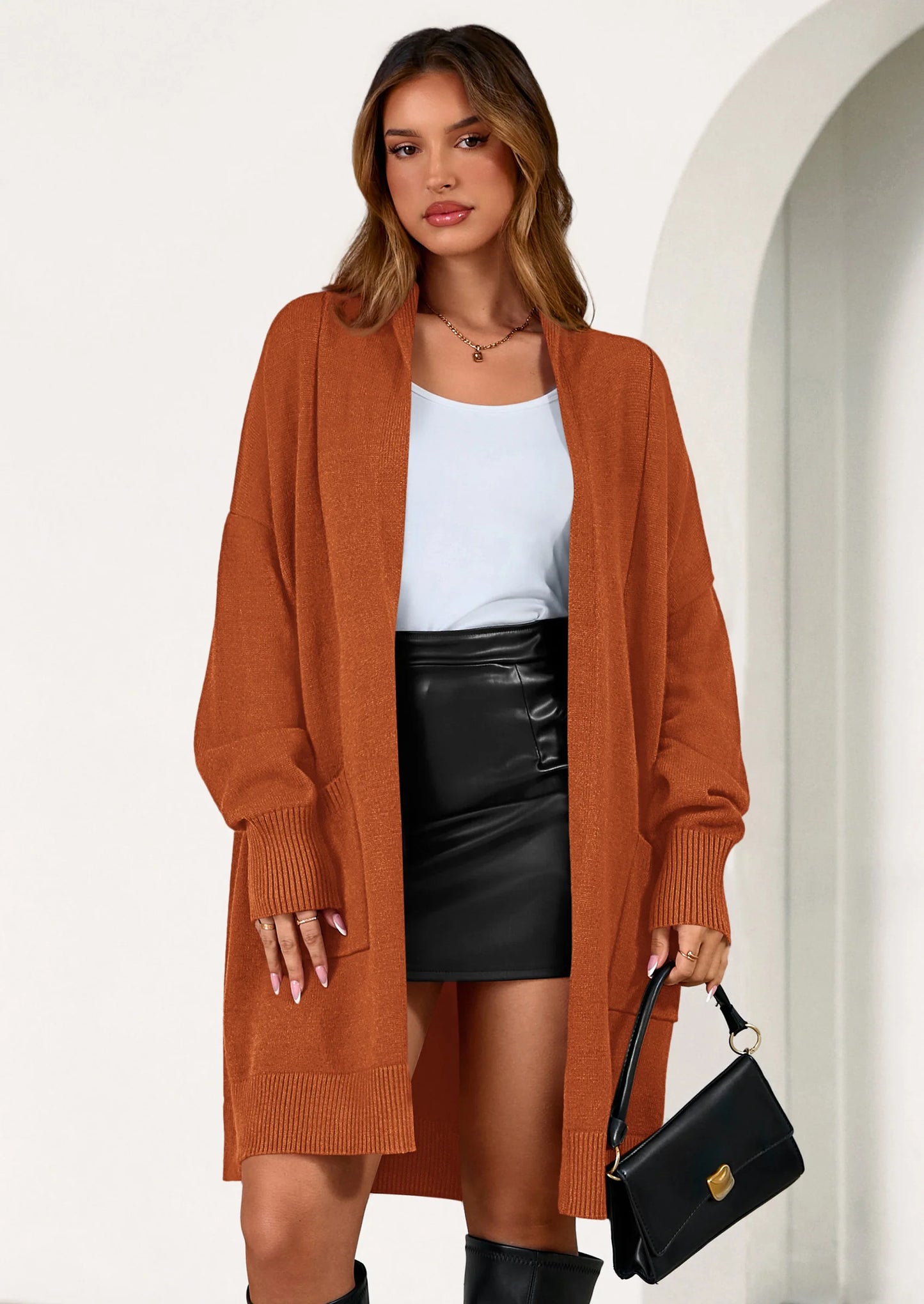 Women's Open Front Cardigan Long Sleeve Cozy Knit Sweaters Winter Fall Clothes Outerwear Coats