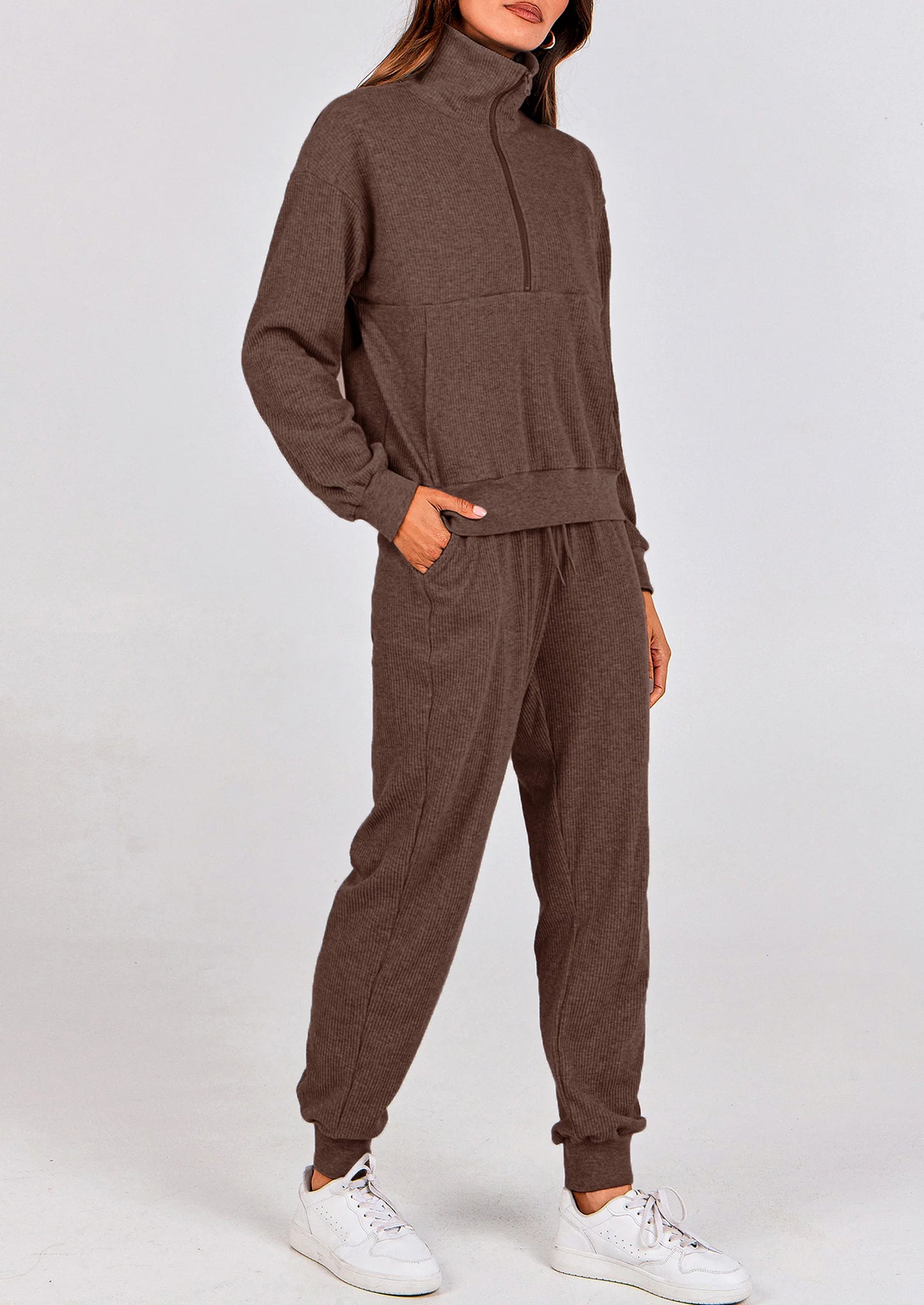 Women's Fall 2 Piece Lounge Sets Zip Up Sweatshirt Jogger Pants Sweat Track Suits Travel Outfit Winter Clothing
