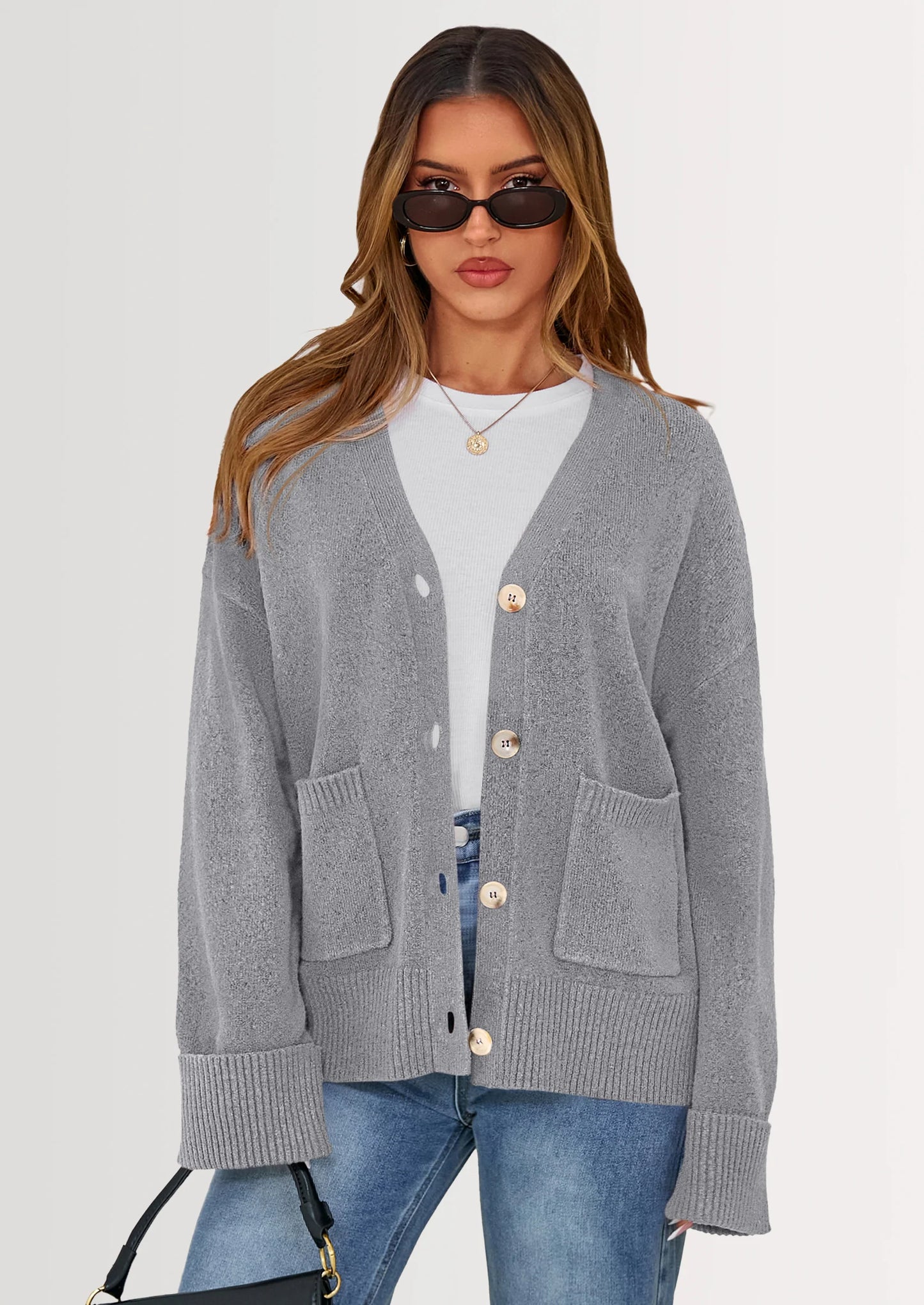 Women's Oversized Cardigan Sweaters Trendy Chunky Knit Long Sleeve V Neck Button Down Fall Winter Outfits