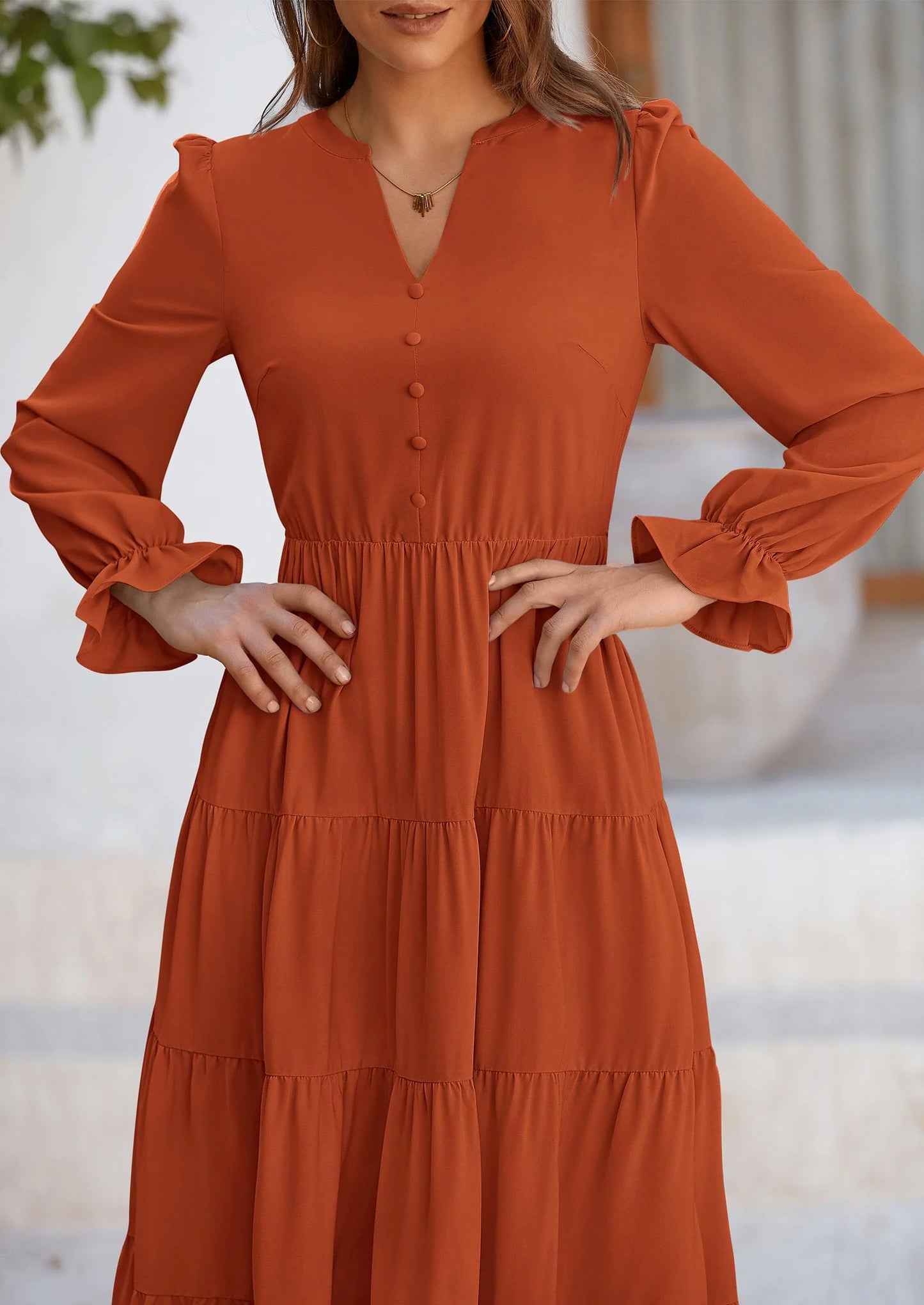 Women Fall Long Sleeve Smocked Maxi Dress Casual Square Neck Swiss Dot Tiered Ruffle Flowy Spring Pocket Dresses