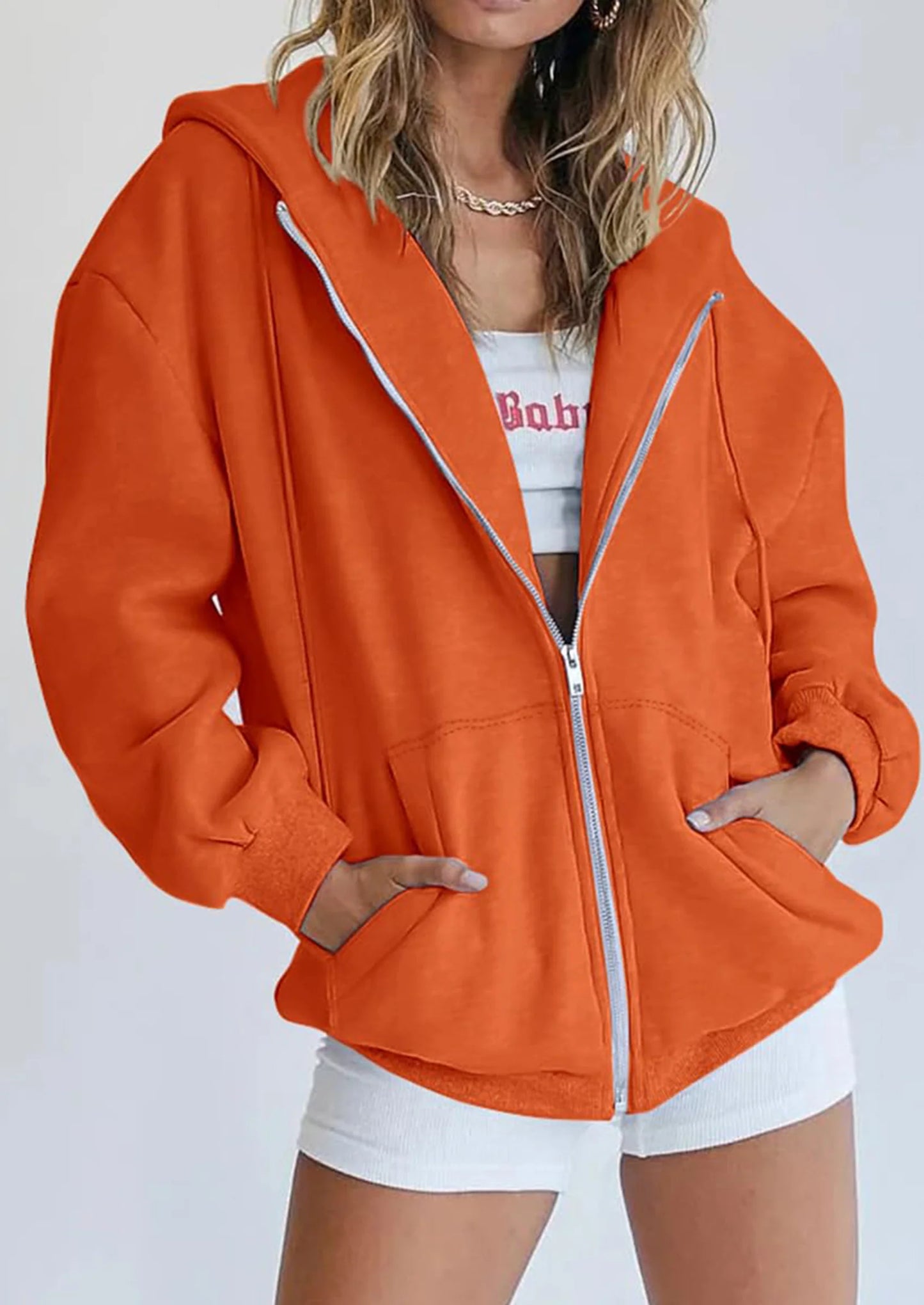 Women's Zip Up Y2K Hoodies Casual Long Sleeve Sweatshirts Fall Spring Track Jackets with Pockets