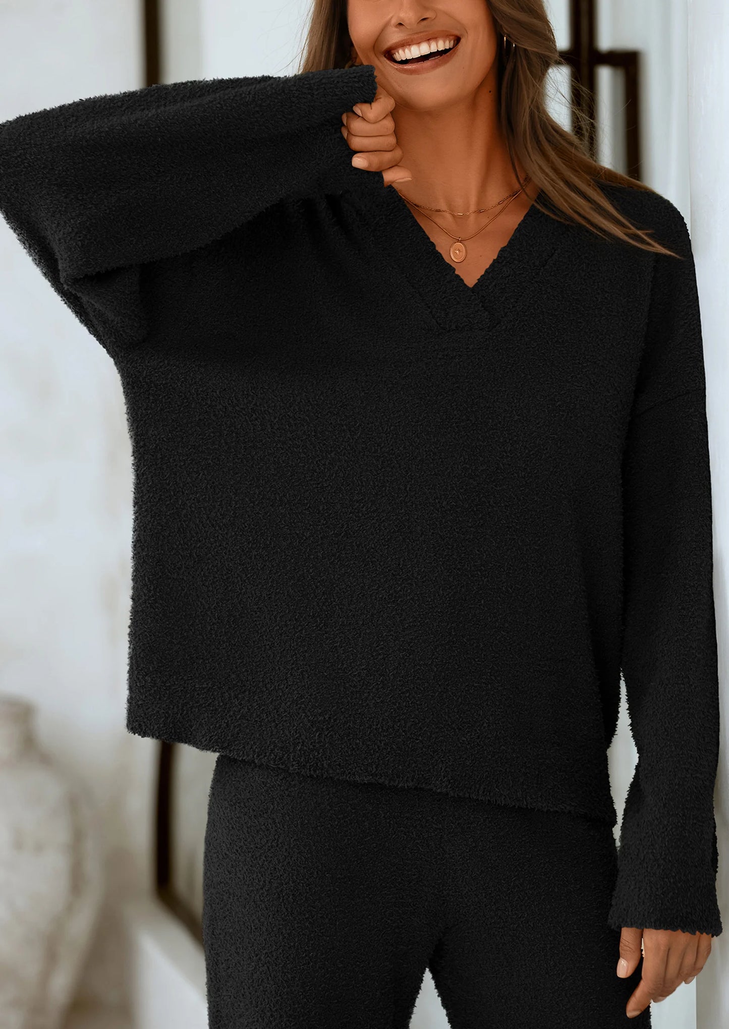 Lounge Sets for Women Two Piece Sweaters Pajama Set Fall Fashion Loungewear Outfits Matching Winter Clothes