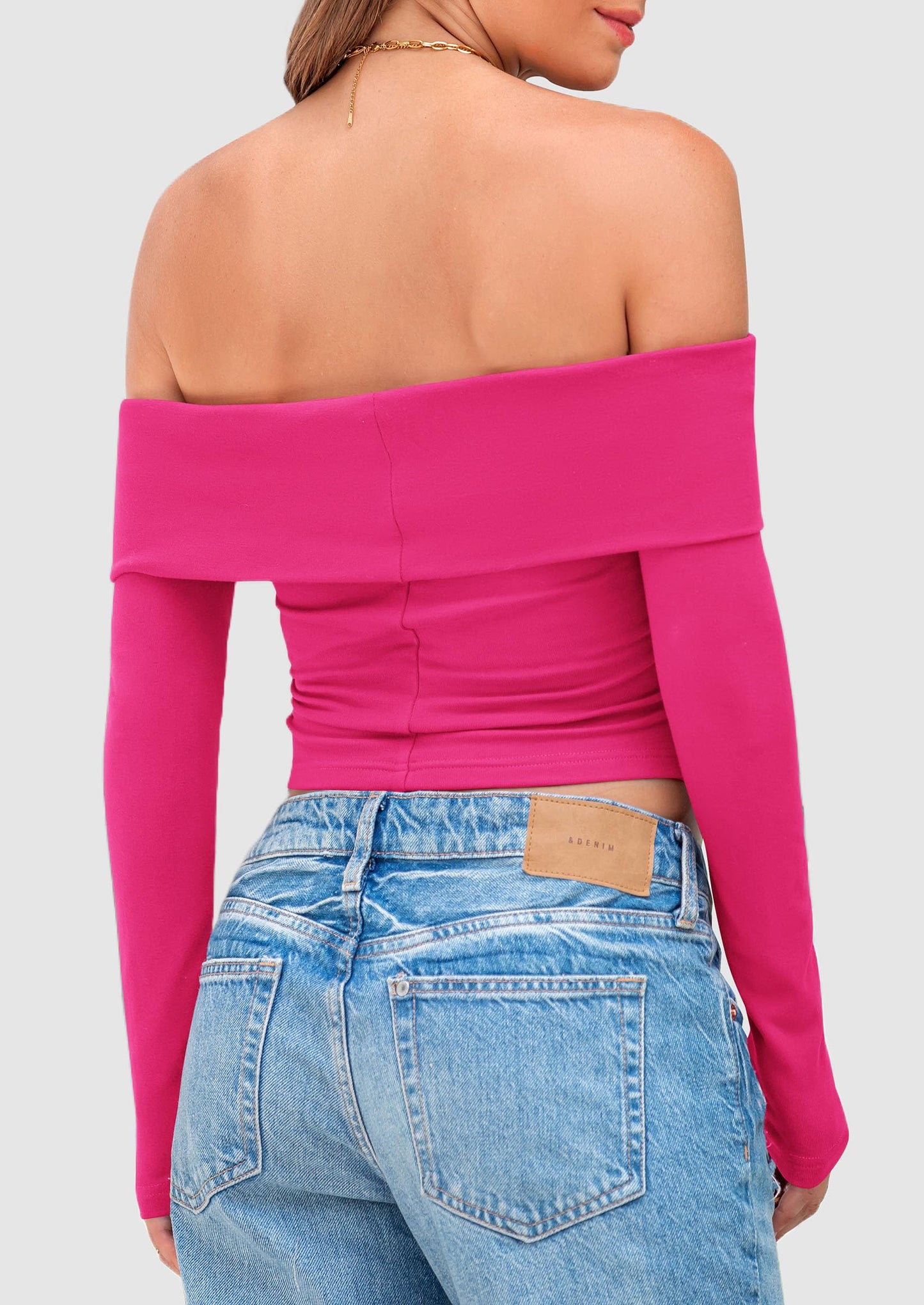 Off The Shoulder Tops for Women Long Sleeve Shirts Trendy Going Out Crop Top Spring Fashion Clothes