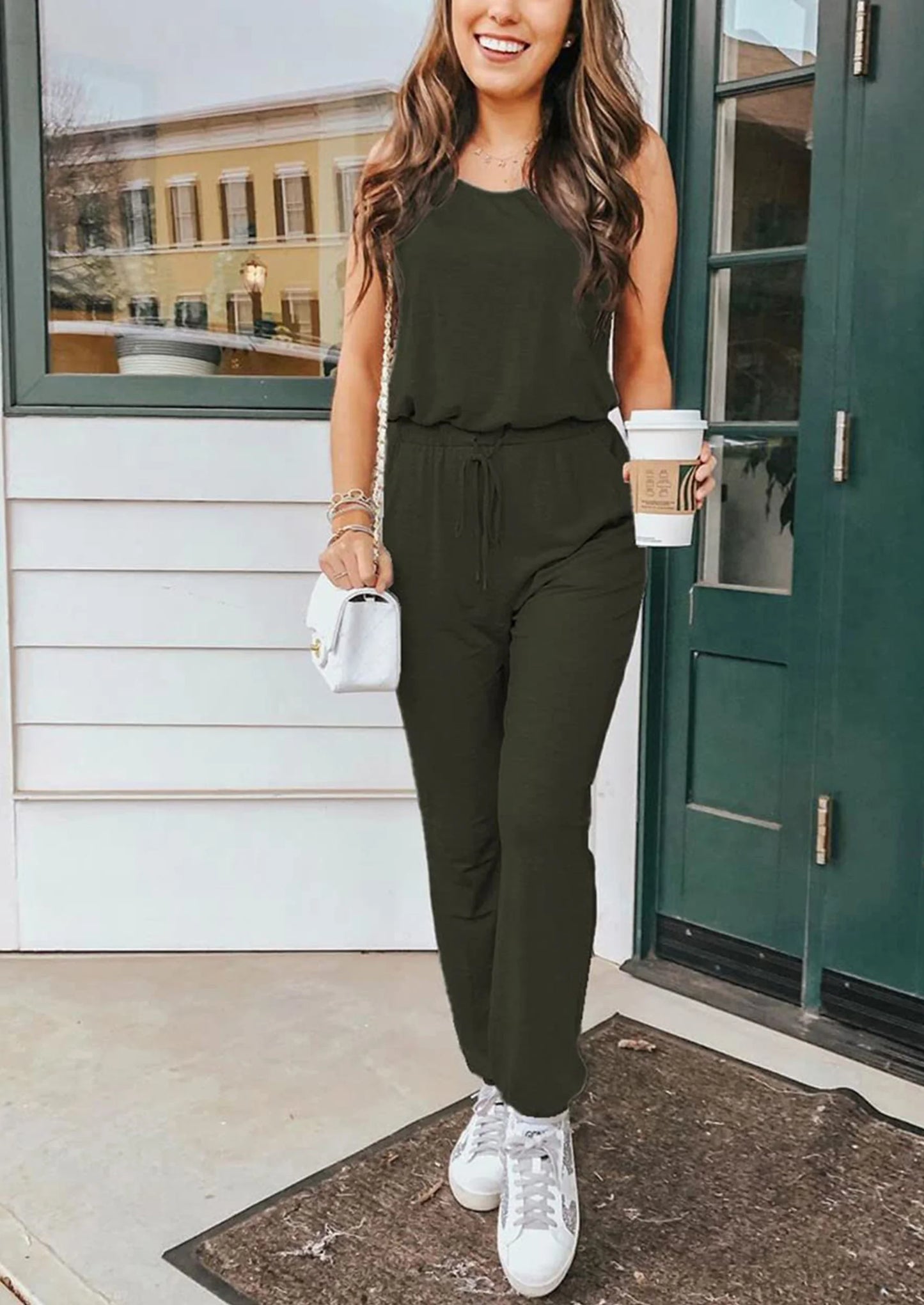 Two Piece Outfit Sets Casual Sleeveless Crewneck Tops and Sweatpants