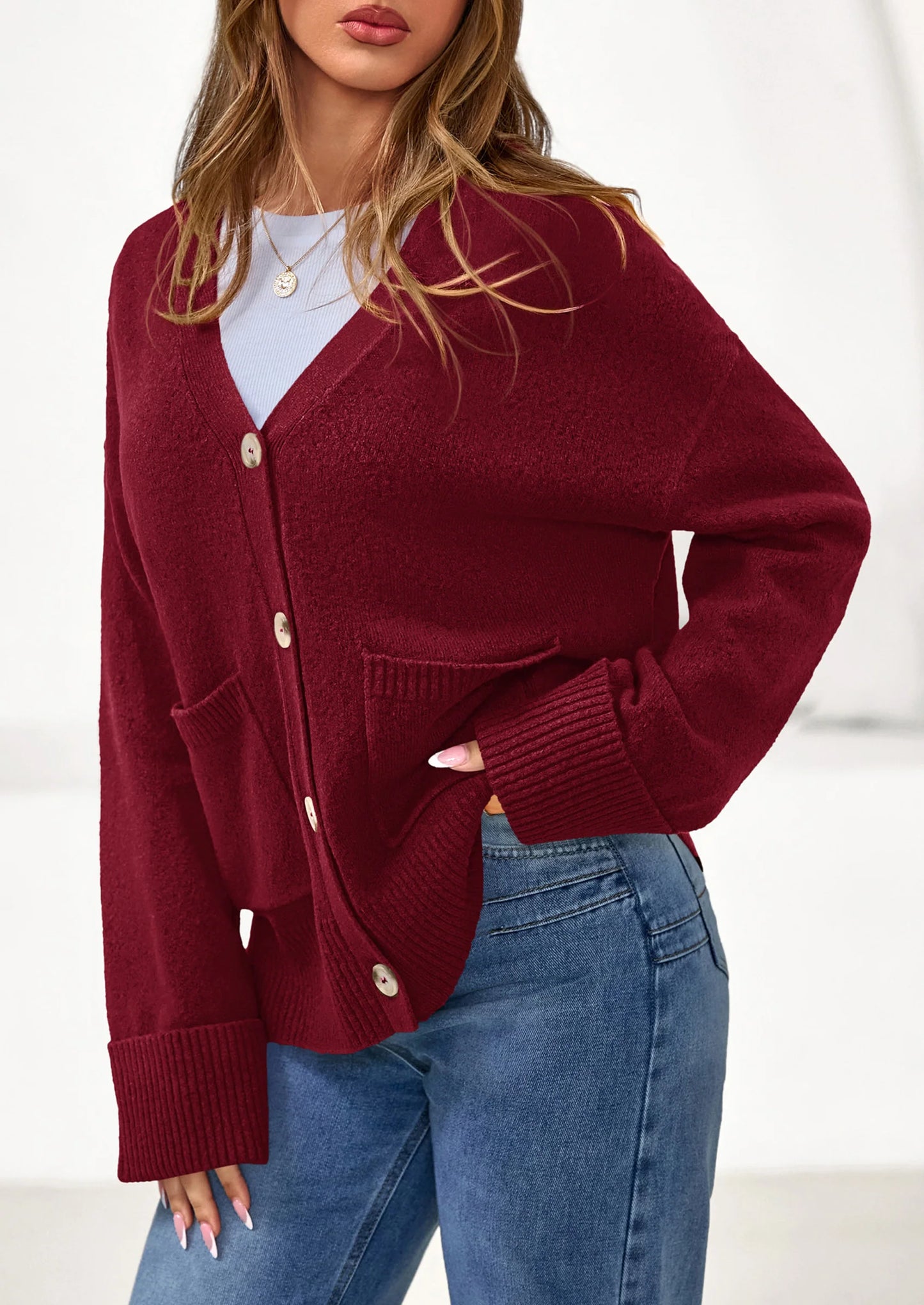 Women's Oversized Cardigan Sweaters Trendy Chunky Knit Long Sleeve V Neck Button Down Fall Winter Outfits