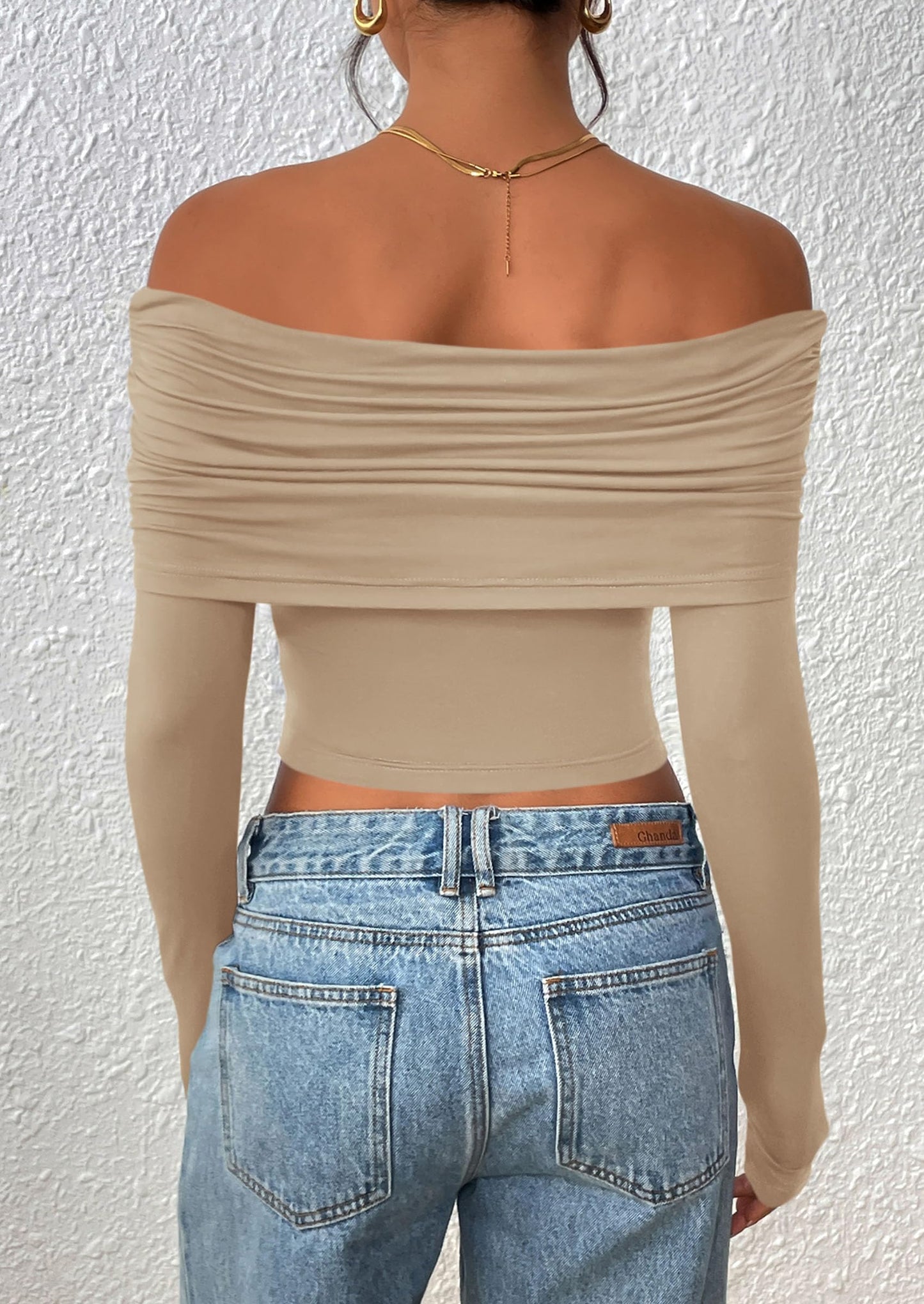 Women's Long Sleeve Shirts Off Shoulder Tops Going Out Slim Fitted Y2K Blouses Fall Fashion Clothes