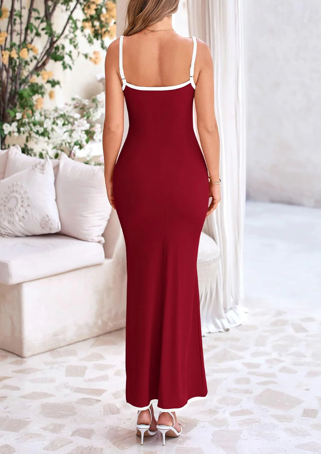 Spring Dresses for Women Summer Resort Wear Sexy Bodycon Sundress Spaghetti Strap Vacation Maxi Dress
