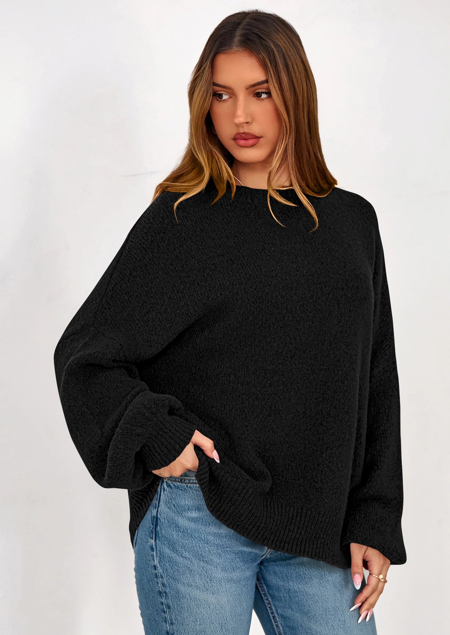 Sweaters for Women Fall Chunky Knit Long Sleeve Crew Neck Oversized Pullover Tops Winter Fashion Clothing