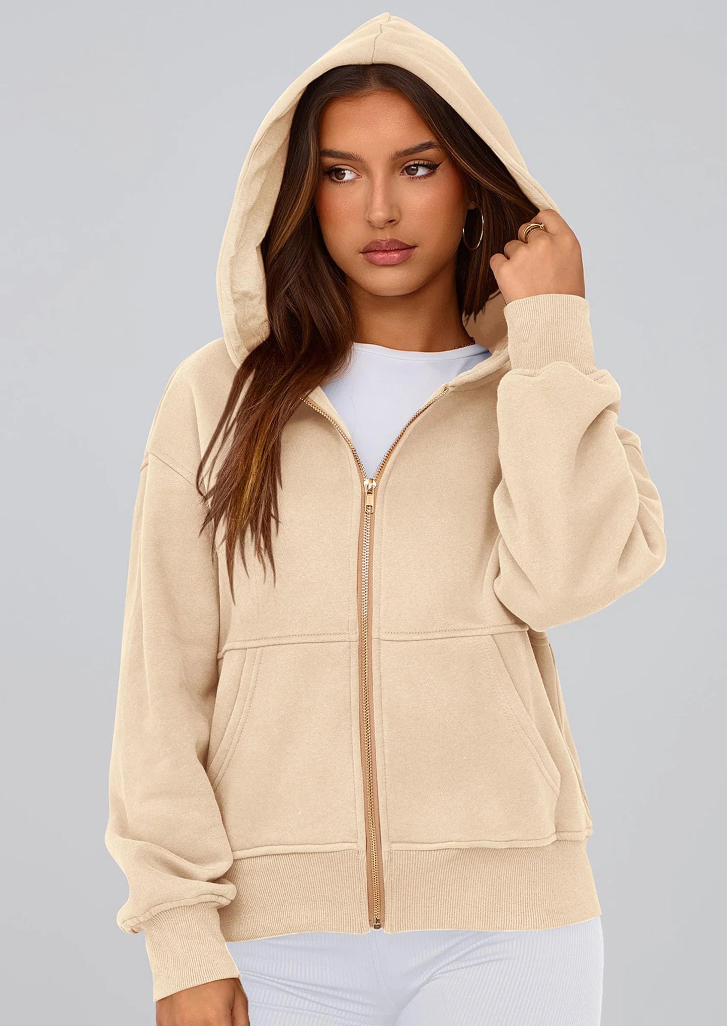 Hoodies For Women Sweatshirt Zip Up Hoodie Fall Fashion Trendy Long Sleeve Jackets Winter Clothing Outfits